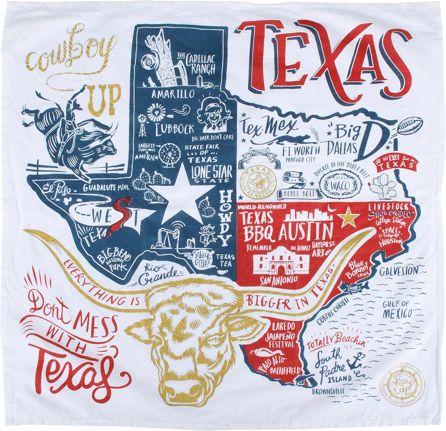 Primitives by Kathy LOL Made You Smile Dish Towel, Super Texas 28.00" x 28.00" - Image 5