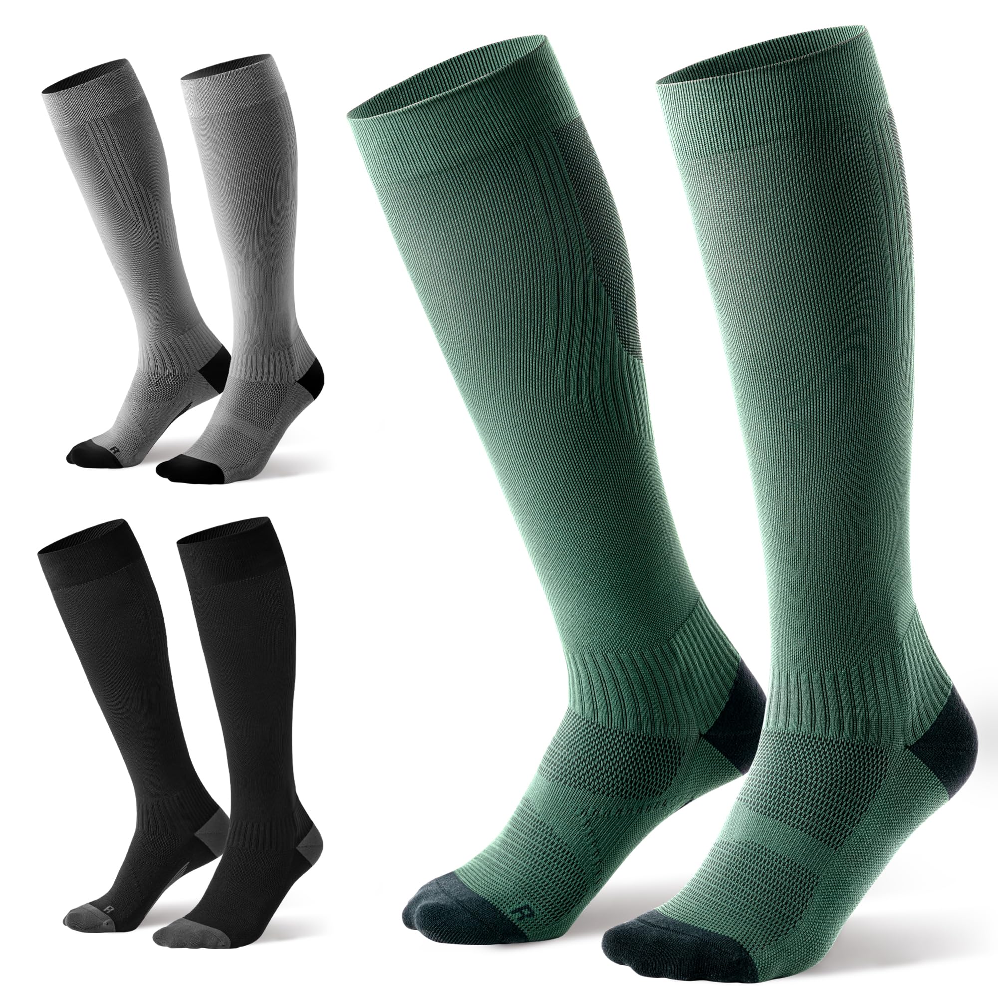 3 Pairs Easy On/Off Compression Socks 15-20 mmHg, Comfortable &amp; Supportive