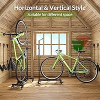 Vista 3 de Soporte vertical de estacionamiento para bicicletas, altura ajustable para ruedas de 29 pulgadas, ahorro de espacio e independiente para bicicletas