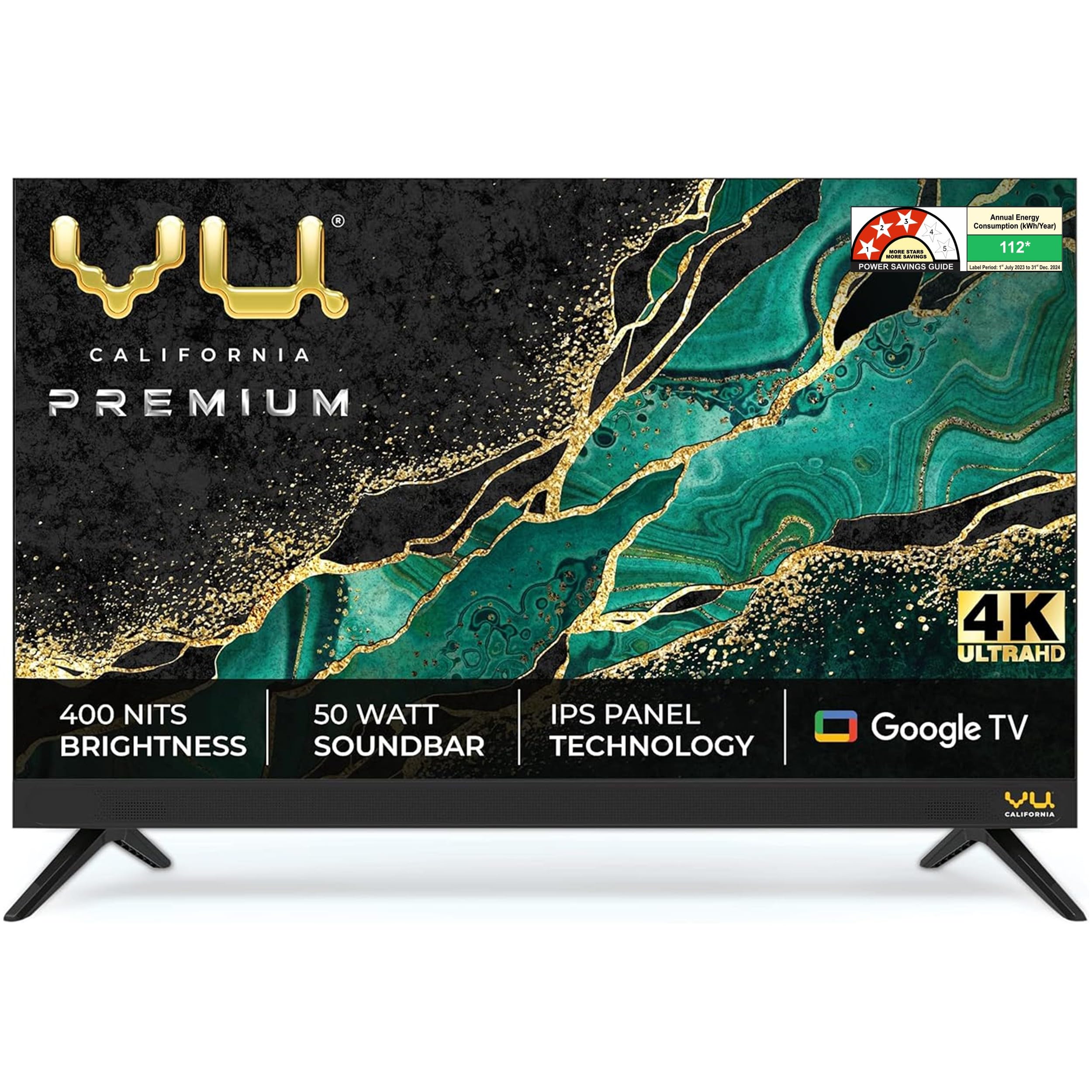 Vu 108 cm (43 inches) Premium Series 4K Ultra HD Smart LED Google