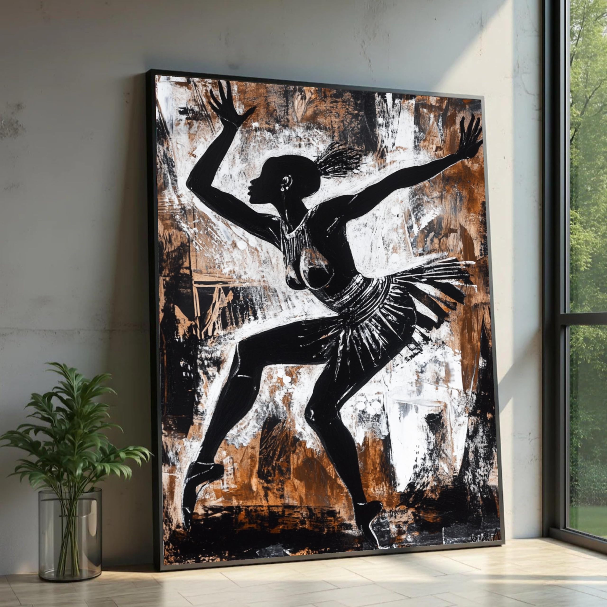 Toile imprimée danseuse africaine silhouette grand format 30x40