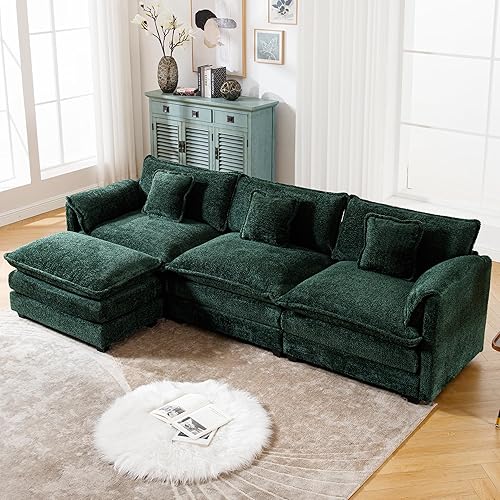 Miniatura 8 de GNIXUU Sofá modular de gran tamaño de 112 pulgadas para sala de estar, moderno sofá modular de felpilla en forma de L, cómodo sofá cama modular con