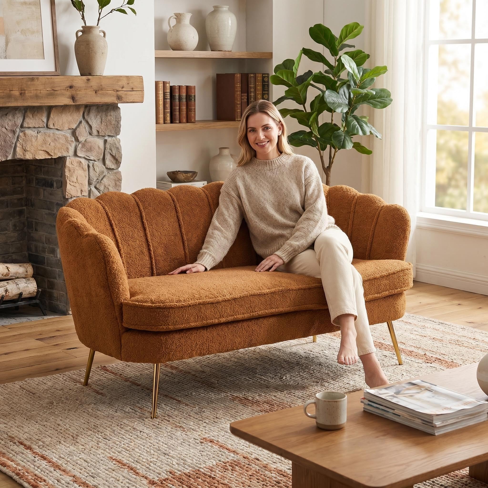 Gustonhon Modern Boucle Loveseat Couch
