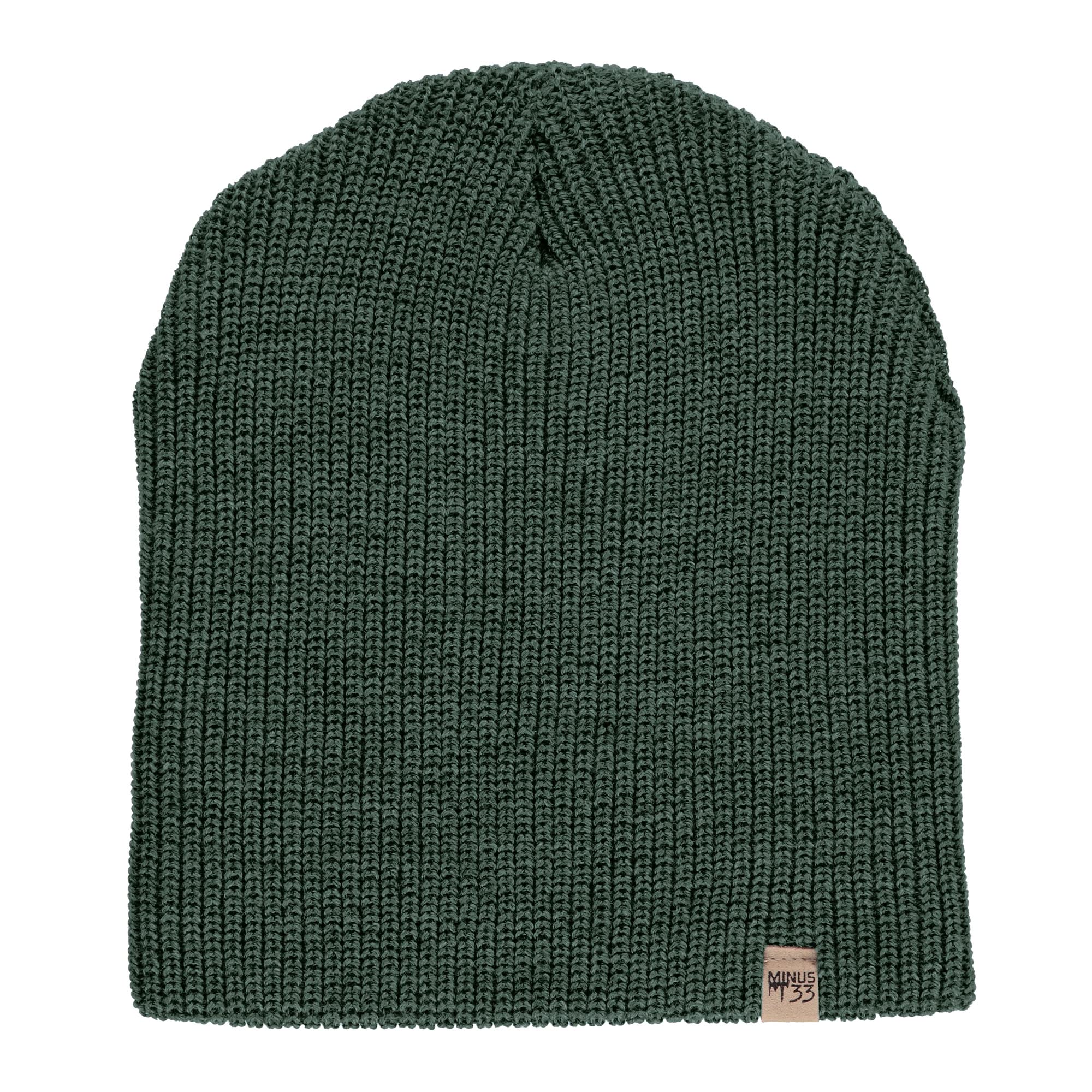 Merino Wool Beanie - Everyday Knit Wool Hat - Forest Green