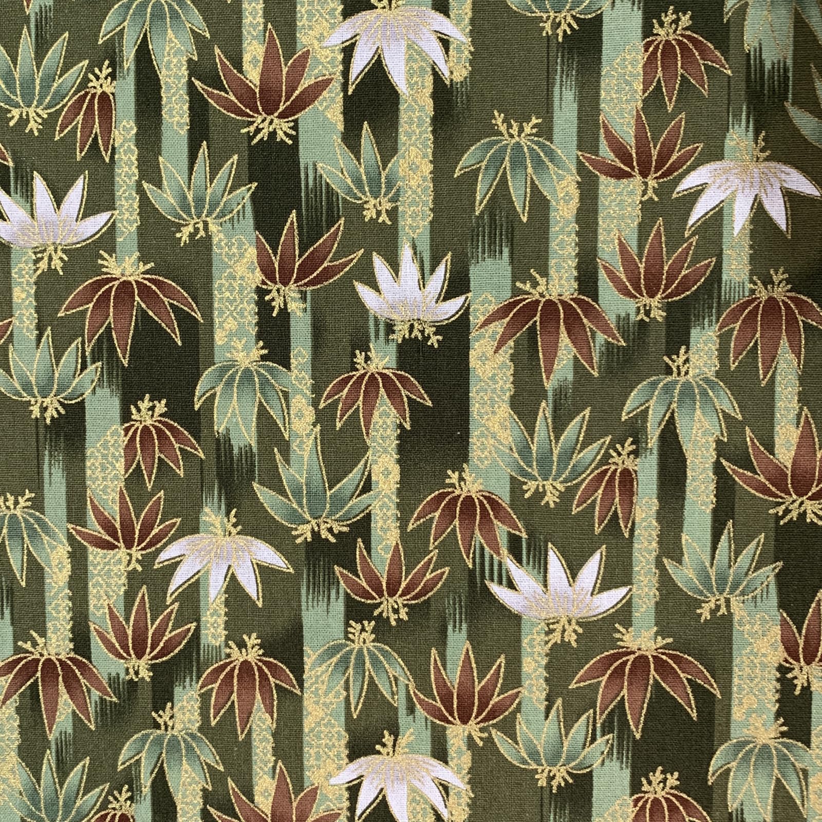aufodara Cotton Fabric, Sold by the Metre, Printed Pattern, Bronzing Fabrics for Sewing, Crafts, Sewing Fabric, 145 cm Wide (Green A, 100 x 145 cm)