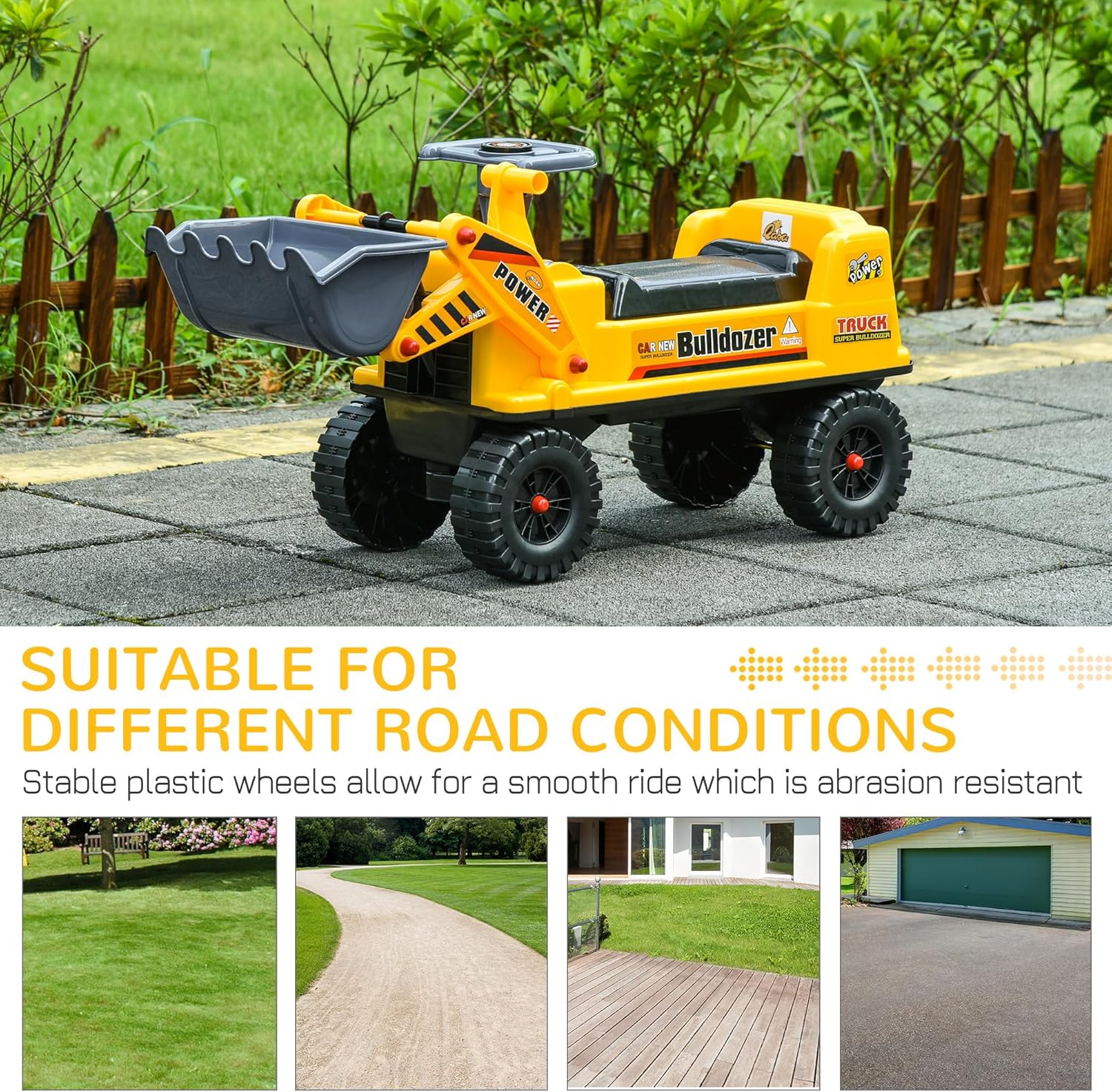 Yellow and Gray Kids Ride-On Bulldozer with Storage