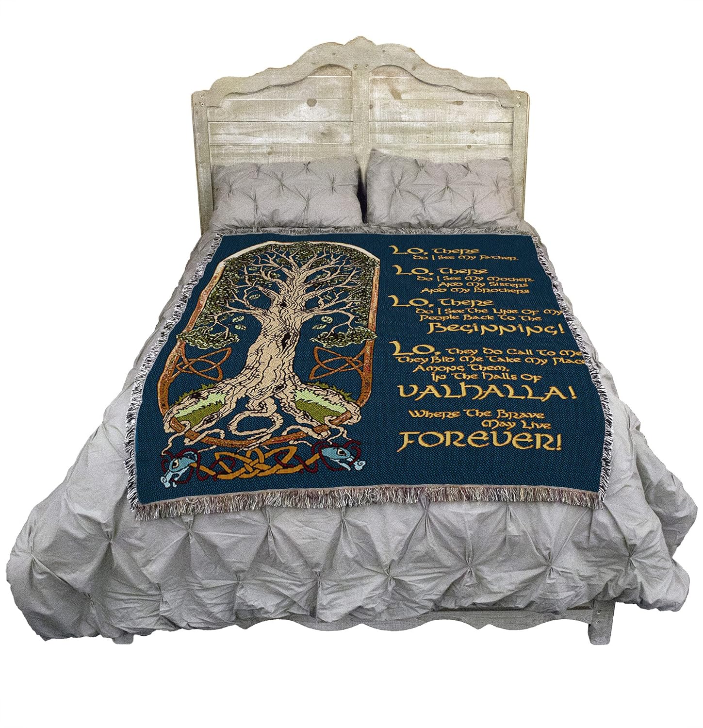 Pure Country Weavers The Viking Prayer Blanket - Tree of Life - Norse Gift Tapestry Throw Woven from Cotton - Made in The USA (72x54) - Image 2