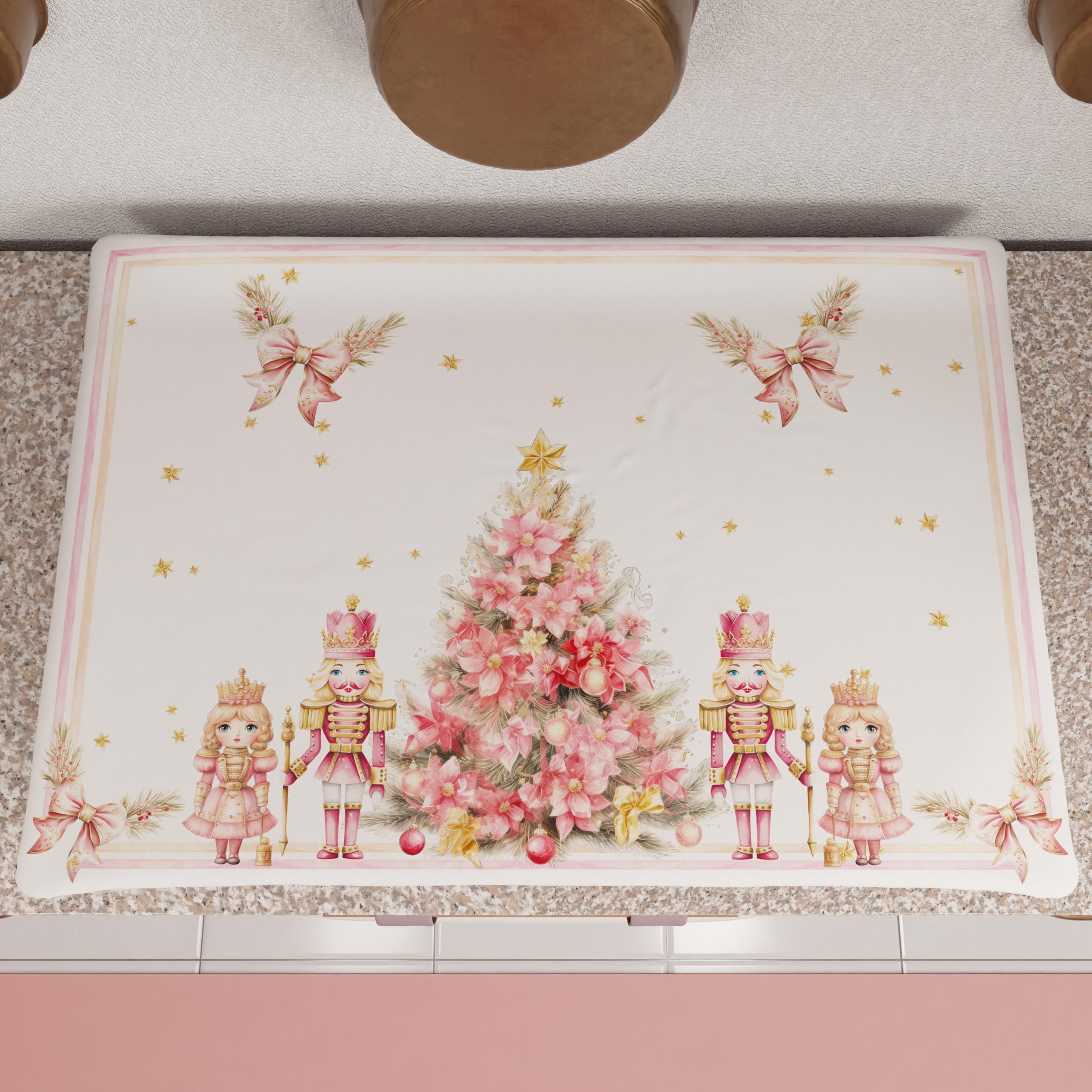 PETTI Artigiani Italiani - Christmas Hob Cover, Christmas Kitchen Hob Cover, 50x70 cm Hob Cover, Pink Nutcracker Hob Cover, 100% Made in Italy