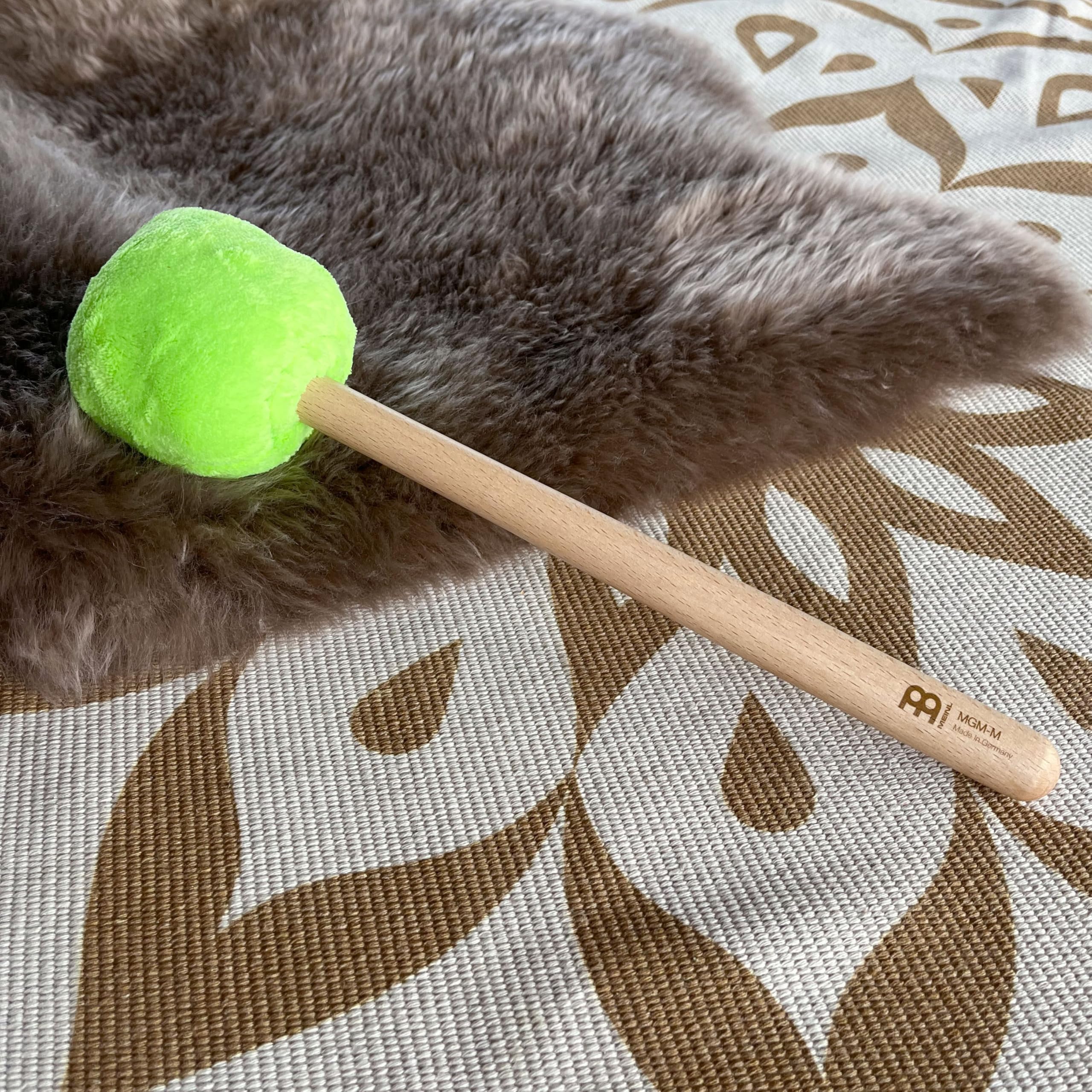 Sonic Energy Gong Mallet Medium, Green mallet with beechwood handle, for gong players meditation, percussion, Sheep’s wool - Image 4