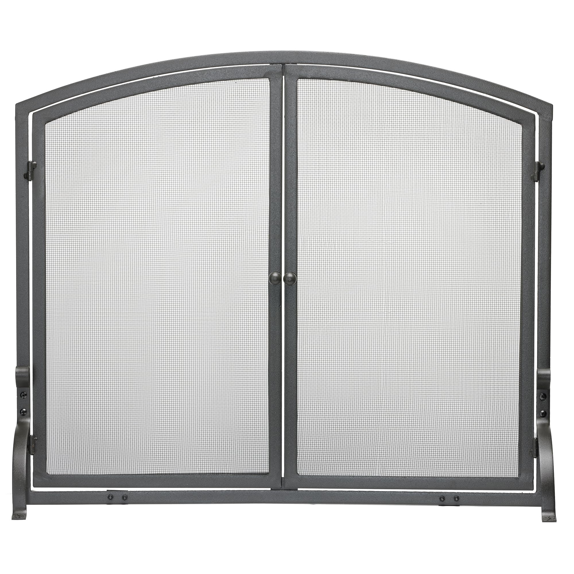 UniFlame Single Panel Olde World Iron Fireplace Screen with Doors, Medium (39 in. Wide, 33 in. Tall)