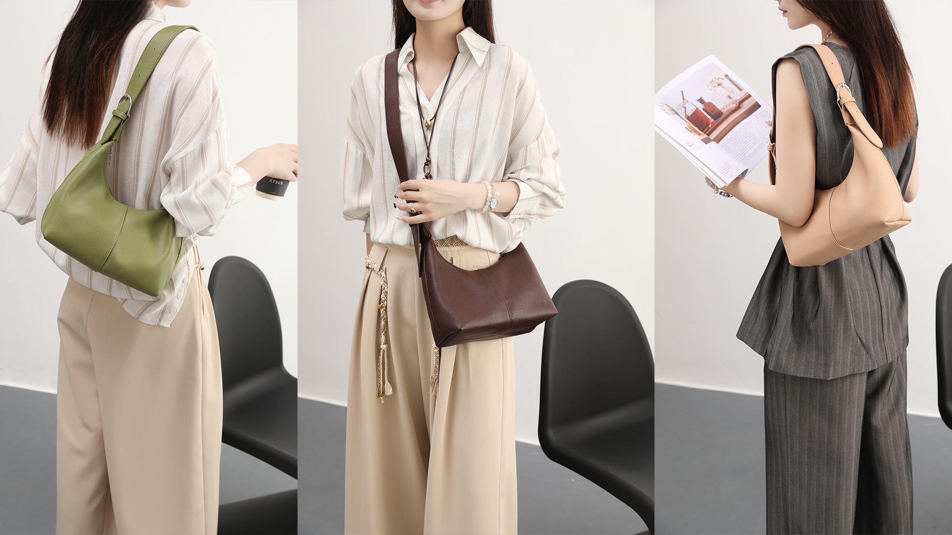 Bolso Hobo de cuero vegano para mujer miniatura 7