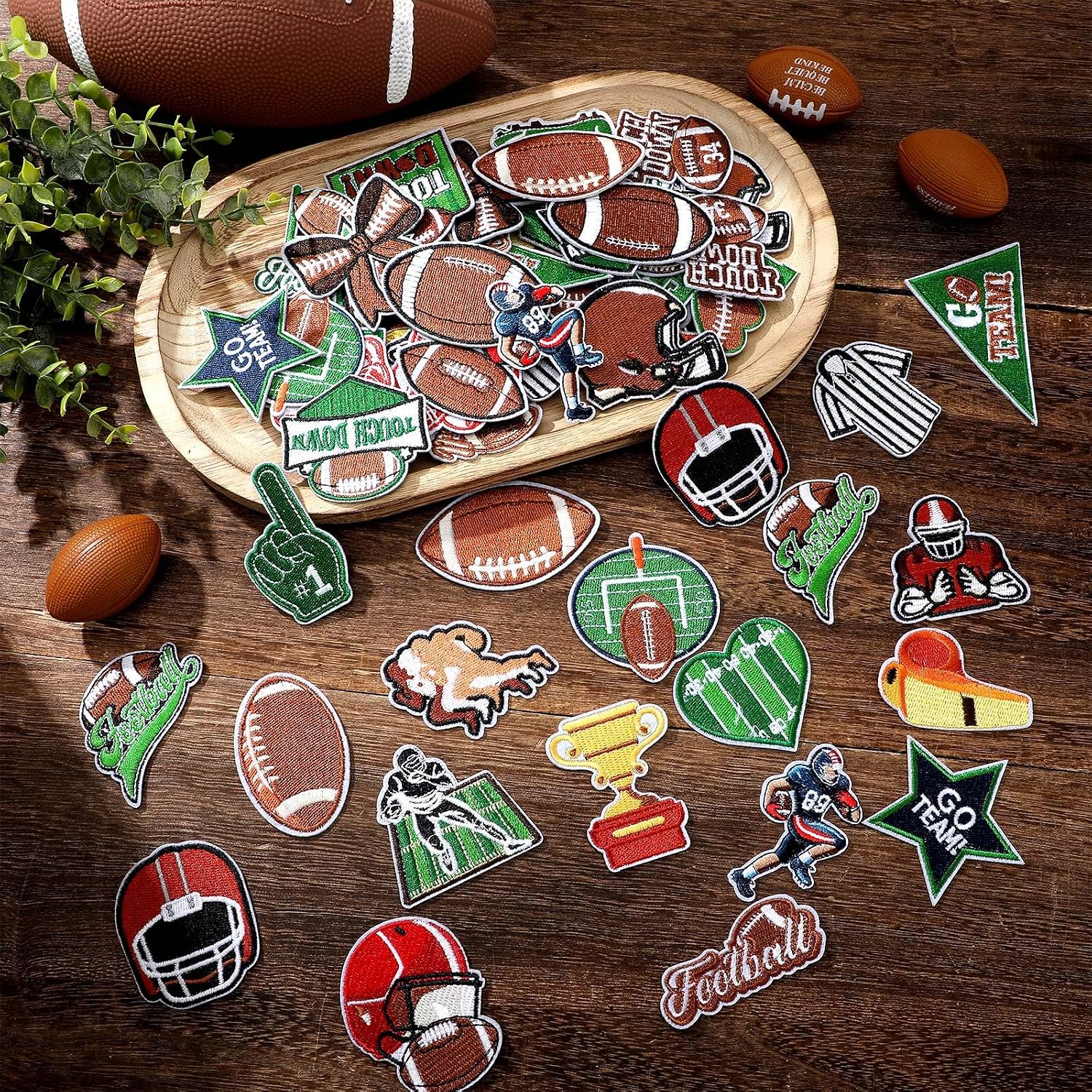 HunnmingRe 72 Pcs Football Iron on Patches Bulk Embroidered Chenille