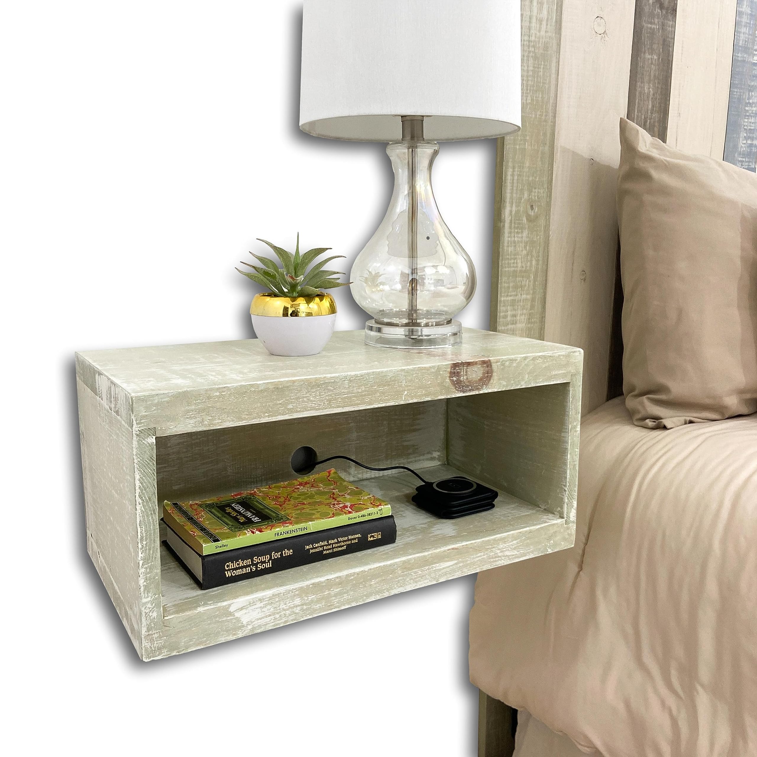 Barn Walls Sagewash Design Floating Nightstand/Bedside Table. Wall Mounted. Cottage Décor.