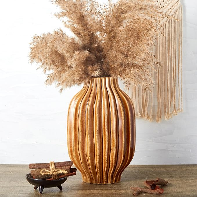 Ceramic Vase, BOHO Large Decorative Brown Vase, 11inch