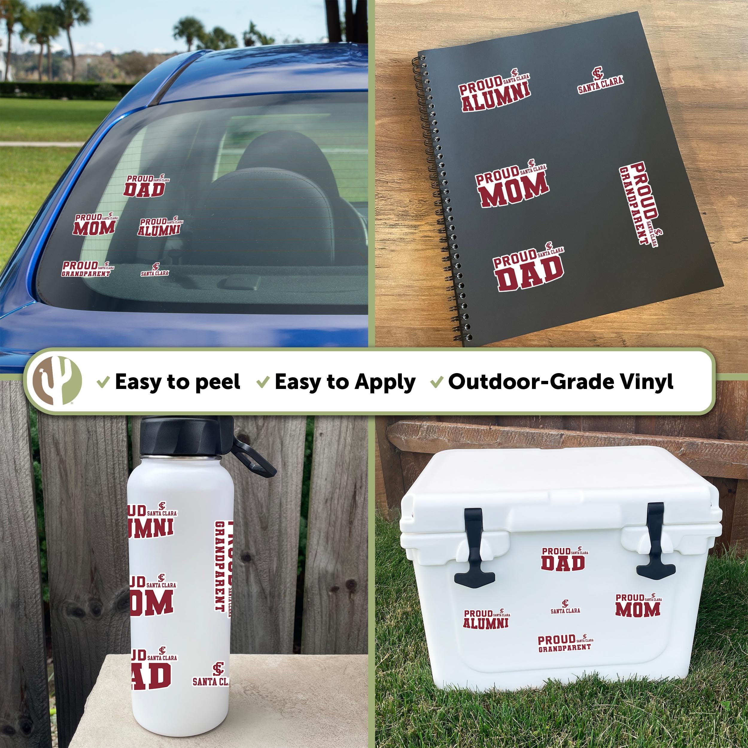 Santa Clara University NCAA Vinyl Sticker Sheet - 8 Decals For Laptop, Water Bottle, Car | Officially Licensed - View #2