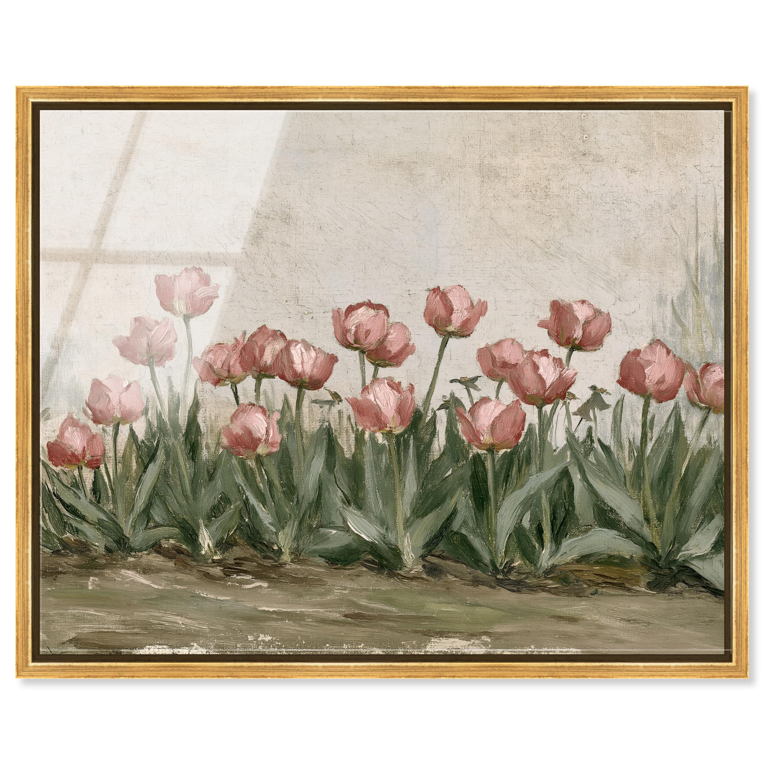 Art Remedy Rose Tulips III Gerahmter Acryldruck, Vintage-Blumenkunst, Goldrahmen, 61 x 50 cm