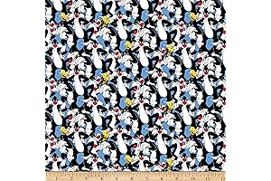 Dream of vibrant Looney Tunes moments with this cheerful 'tweety and Sylvester' textured fabric