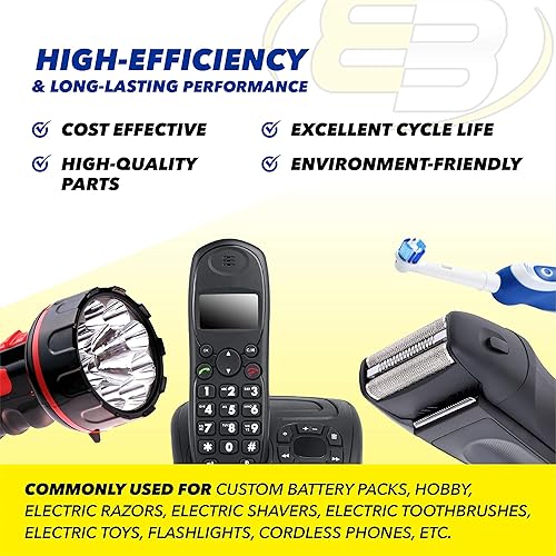 Miniatura 6 de 20 pilas recargables Exell AAA de 1.2 V 300 mAh NiCD para medidores, radios, automóviles híbridos, aplicaciones estáticas de alta potencia