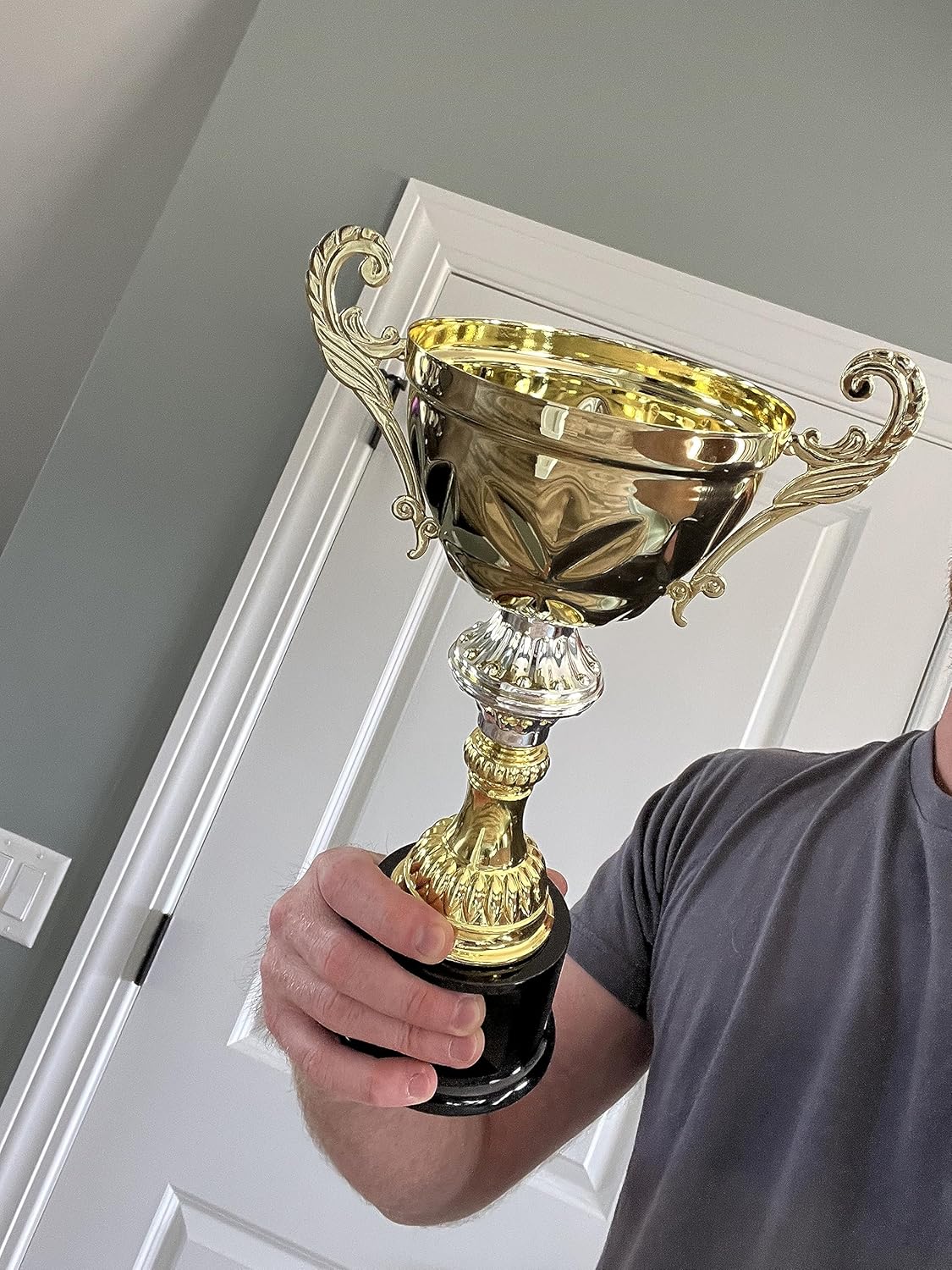 Gold Trophy Cup with Custom Engraved Plate Included to Customize for Sports Championships, Tournaments, Award Competitions, Spelling Bee (5 Sizes) - Trophy Award (Giant 14.50")