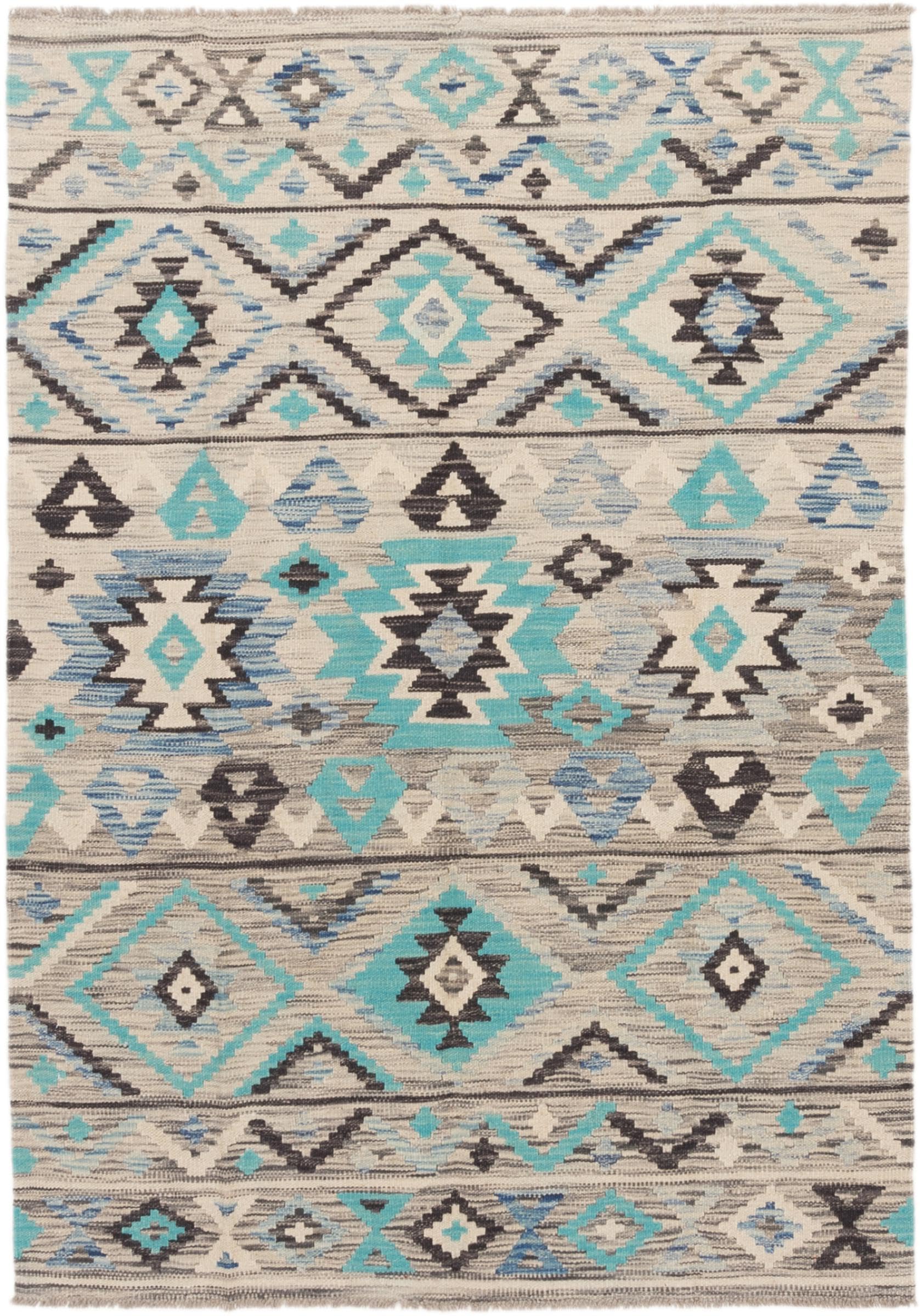 Tapis d'Orient Kilim Afghan résistant en laine tissé main 124x179 cm