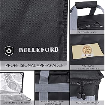 BELLEFORD Insulated Food Delivery Bag XXL - 23x14x15" Waterproof Grocery Storage [Warm & Cool] - Buffet Server, Warmi...