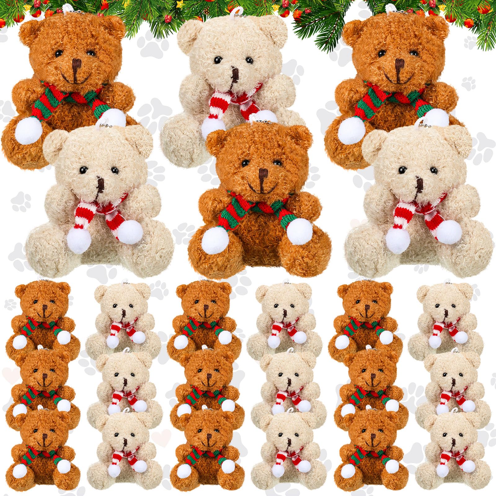 Amazon.co.jp: Zubebe クリスマスミニベアキーホルダー 24個 4インチ