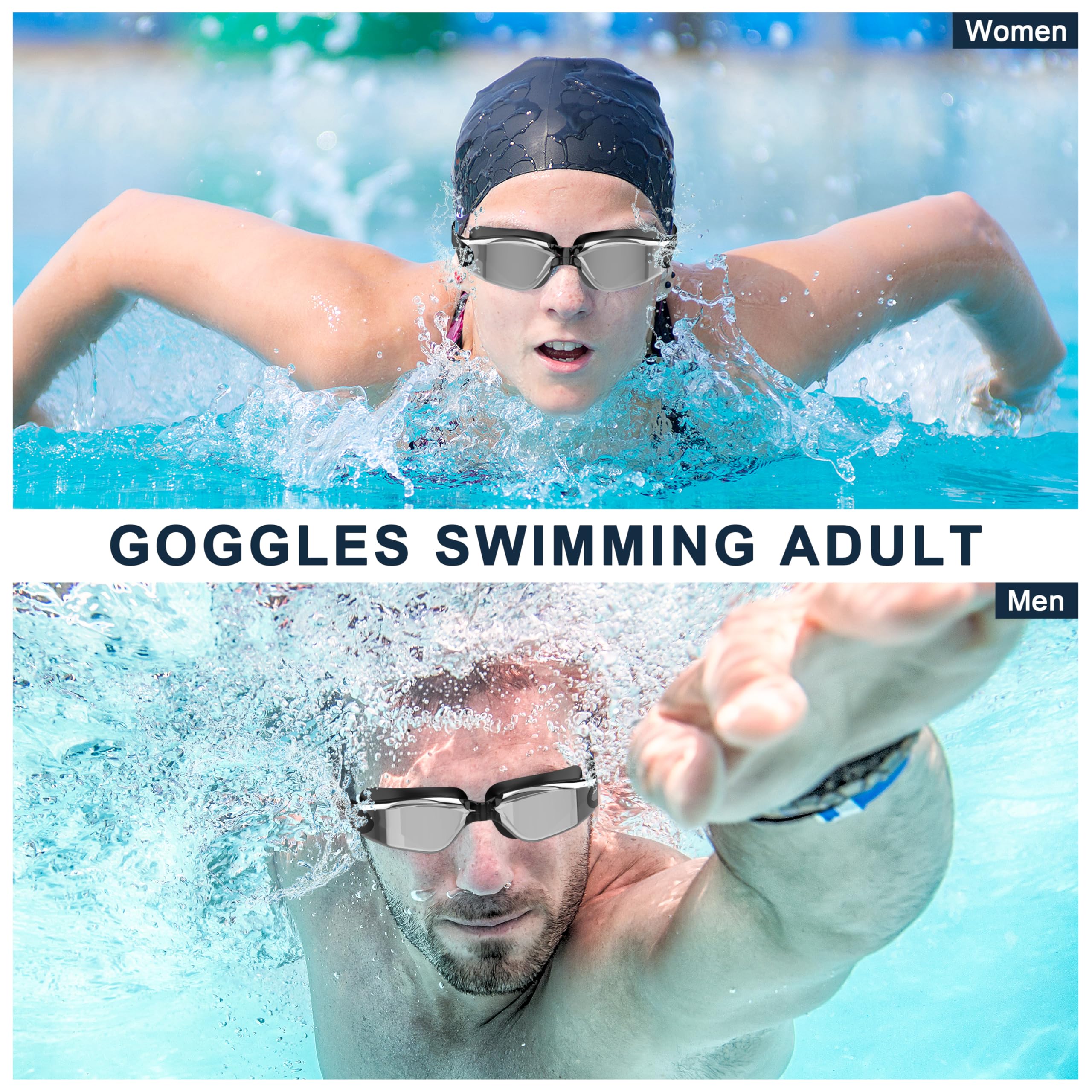 Gafas Natacion Unisex Antivaho HD Proteccion UV Impermeables Ajuste Seguro Adultos