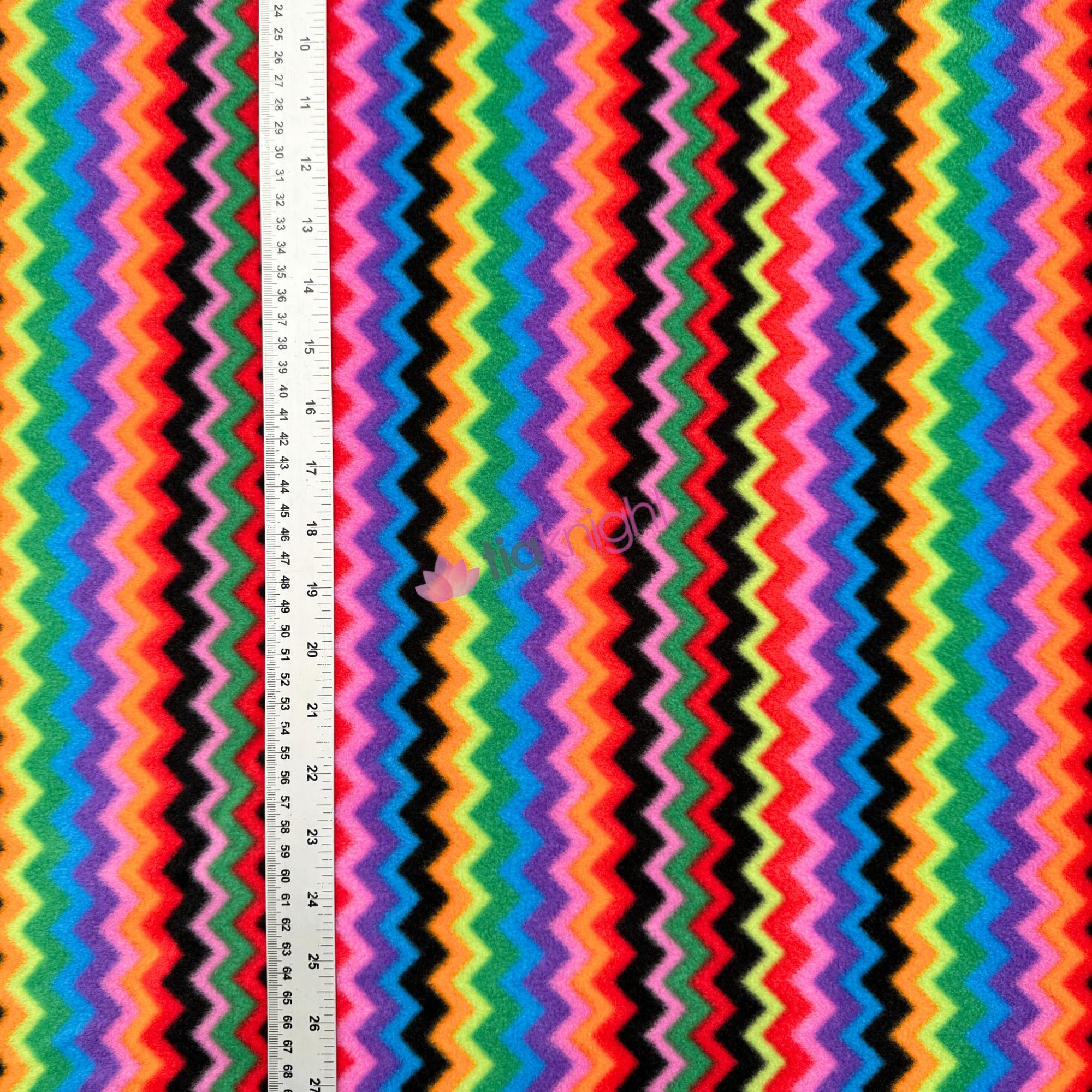 Tia Knight Inspired Fabrics Rainbow Premium Quality Anti-Pill Printed Polar Fleece | Soft Washable Fabric | Sold By The Metre | 50+ Colours/Prints In Stock | Same Day Dispatch | By Tia Knight (Multi Zig Zag, Q1299 Mlt)