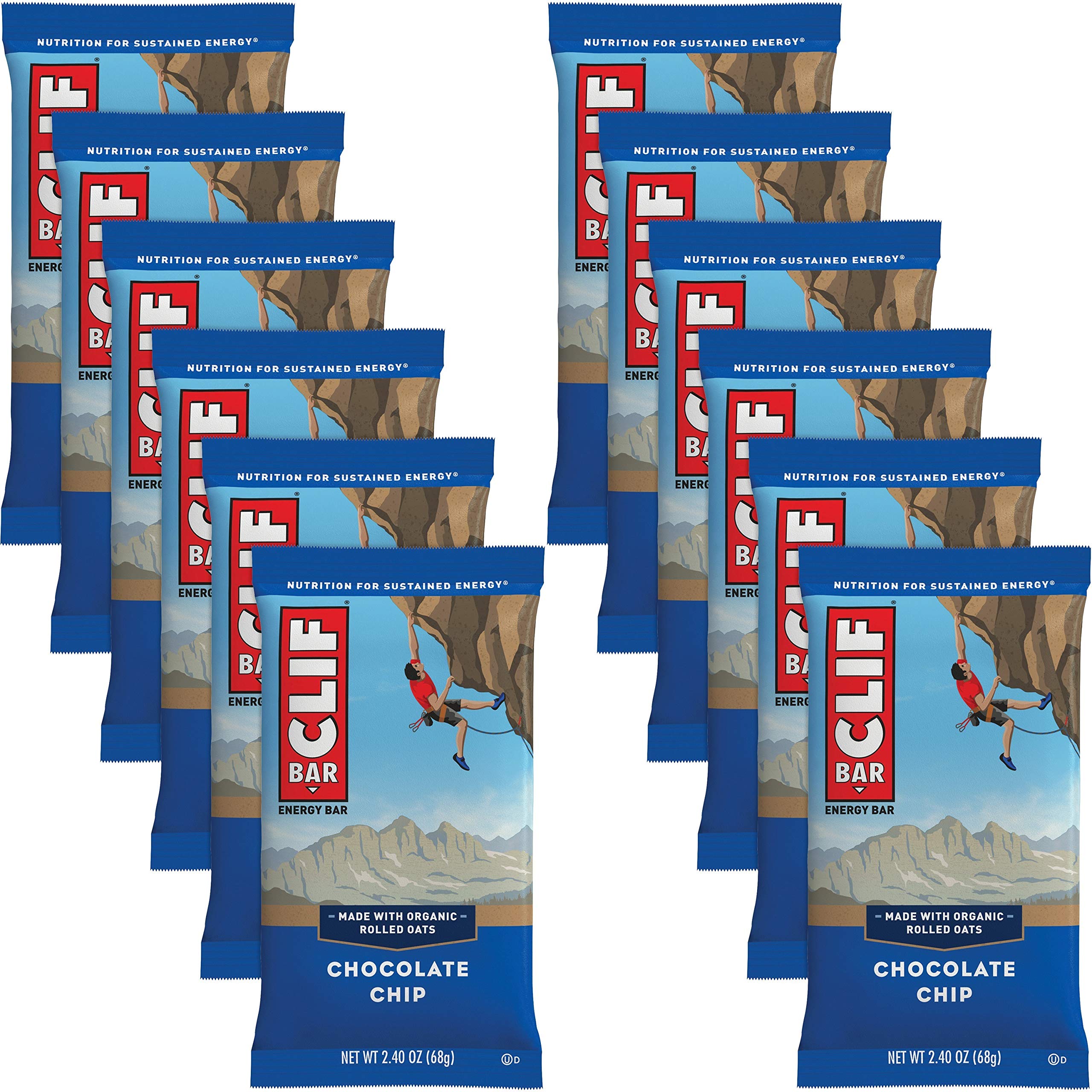 Clif Bar Baton energetyczny Chocolate Chip, 12 sztuk (12 x 68 g)