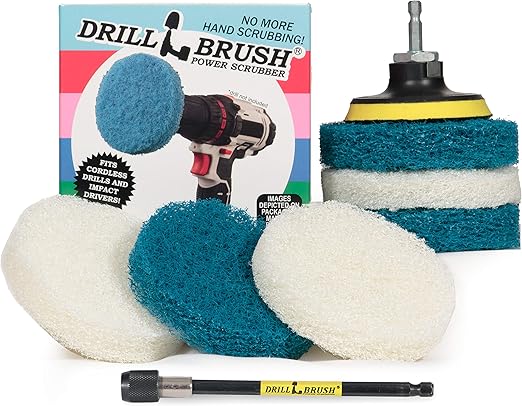 Drill Brush - Drill Attachment - Bathroom - Power Scrubber Pads - Cleaning Pads - Bath - Shower Door - Scouring Pad Kit - Bath Mat - Bathroom Sink - Shower Cleaner - Vinyl Flooring - Scrub Pads