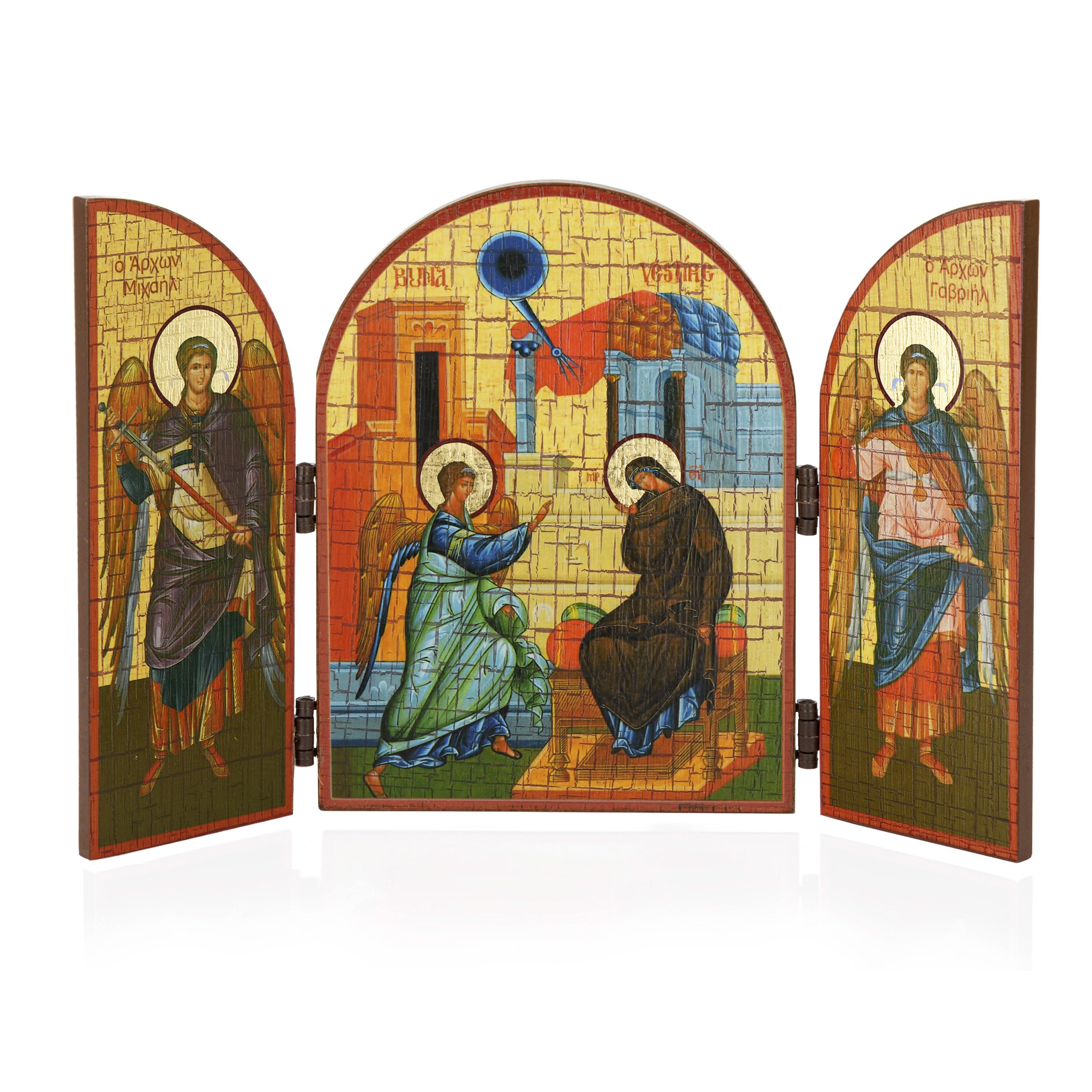 NKlaus Maria Annunciation Icon Triptych MDF Wood 25 x 16 cm Christian 13829, Mary Annunciation, 25L x 16W cm