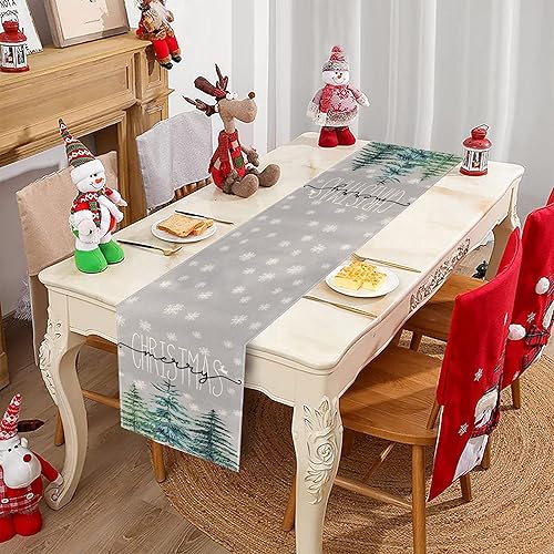 Miniatura 9 de Ajmyonsp Camino de mesa de Navidad de 72 pulgadas, lino blanco y negro, a cuadros, bola de Navidad, caminos de mesa de invierno, decoración de