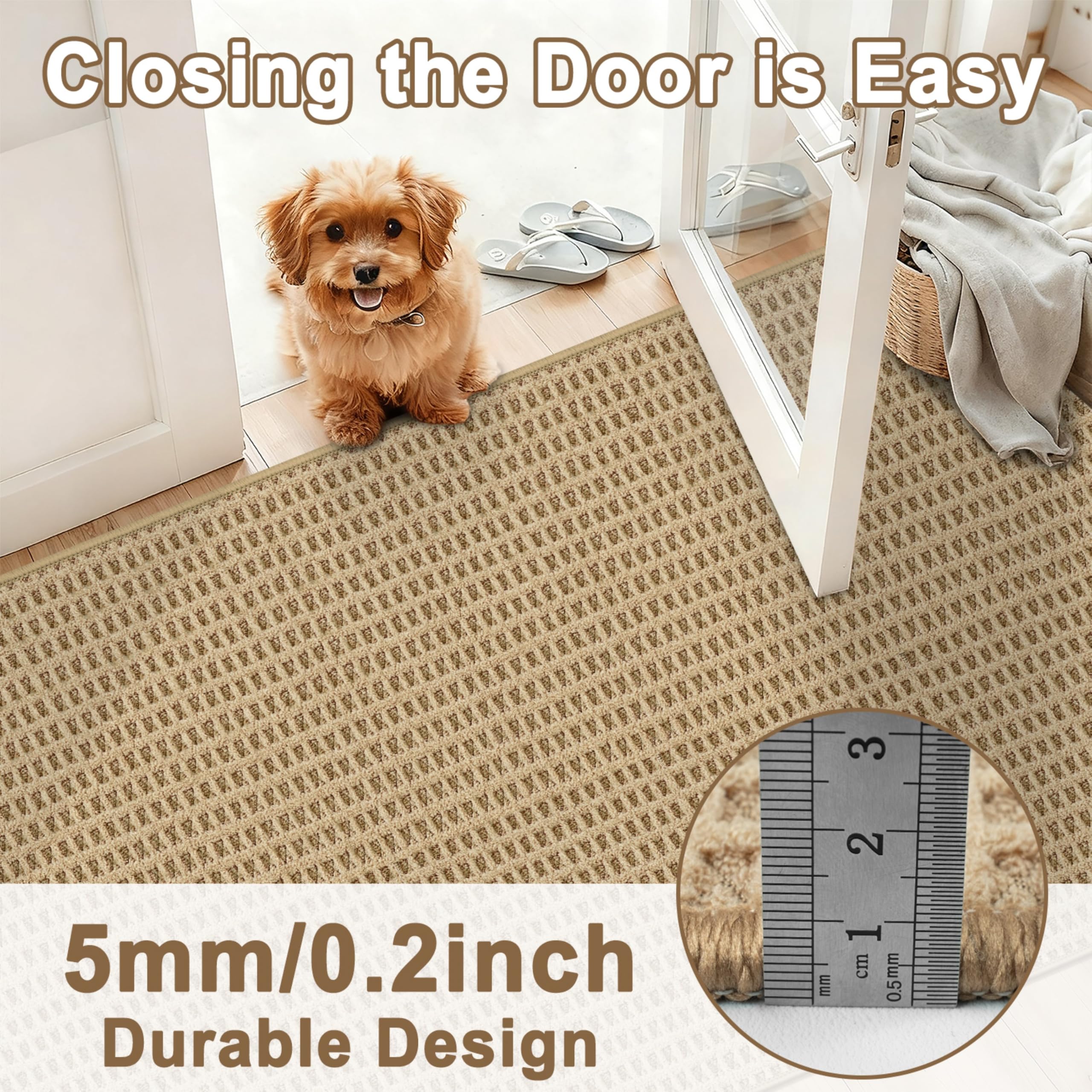 Capslpad Teppich Läufer Flur 80x300 cm, rutschfest Waschbar Lang Teppichläufer Modern Kurzflor Küchenteppich mit für Eingang, Wohnzimmer, Korridor und Küche, Braun
