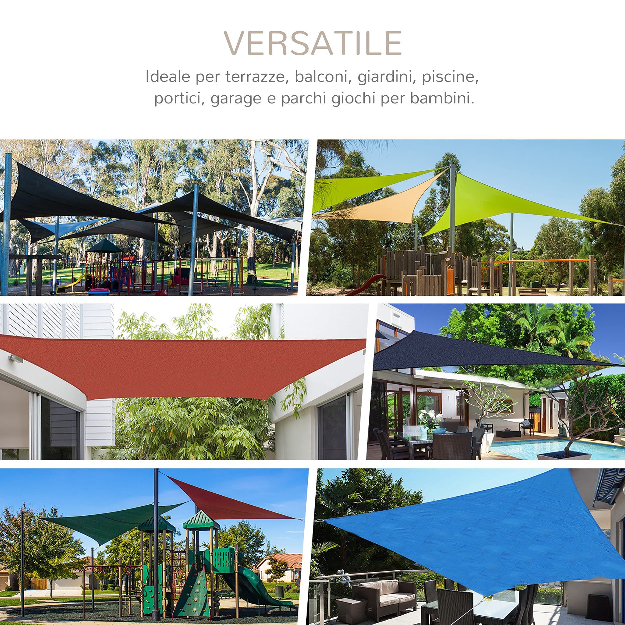 Outsunny Tenda Parasole Triangolare 4x4x4 m in Tessuto Anti-UV Impermeabile Beige per Esterni