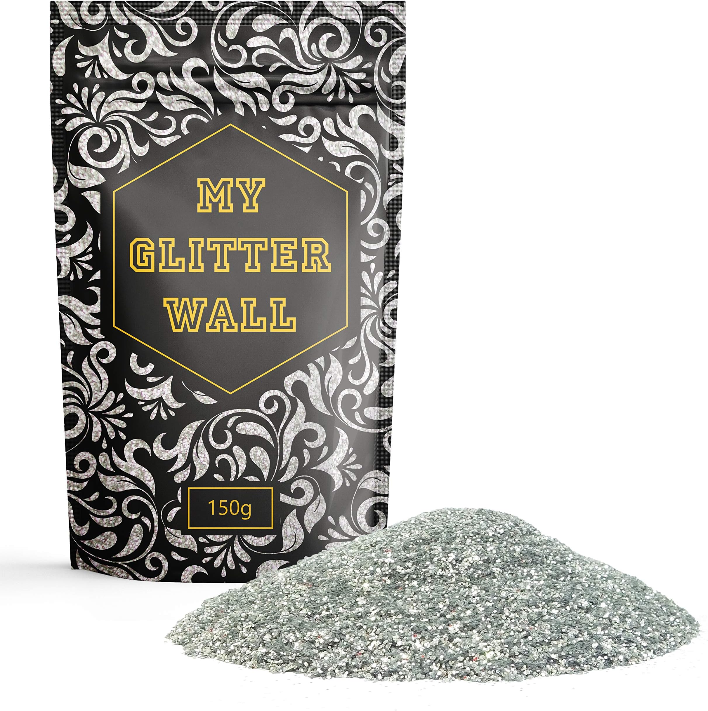 Silver 150G MyGlitterWall Glitter for Emulsion Paint - Glittery Wall Decorations - Paint Additive for Ceilings, Wood, Matt, Gloss - Perfect for Indoors and Outdoors