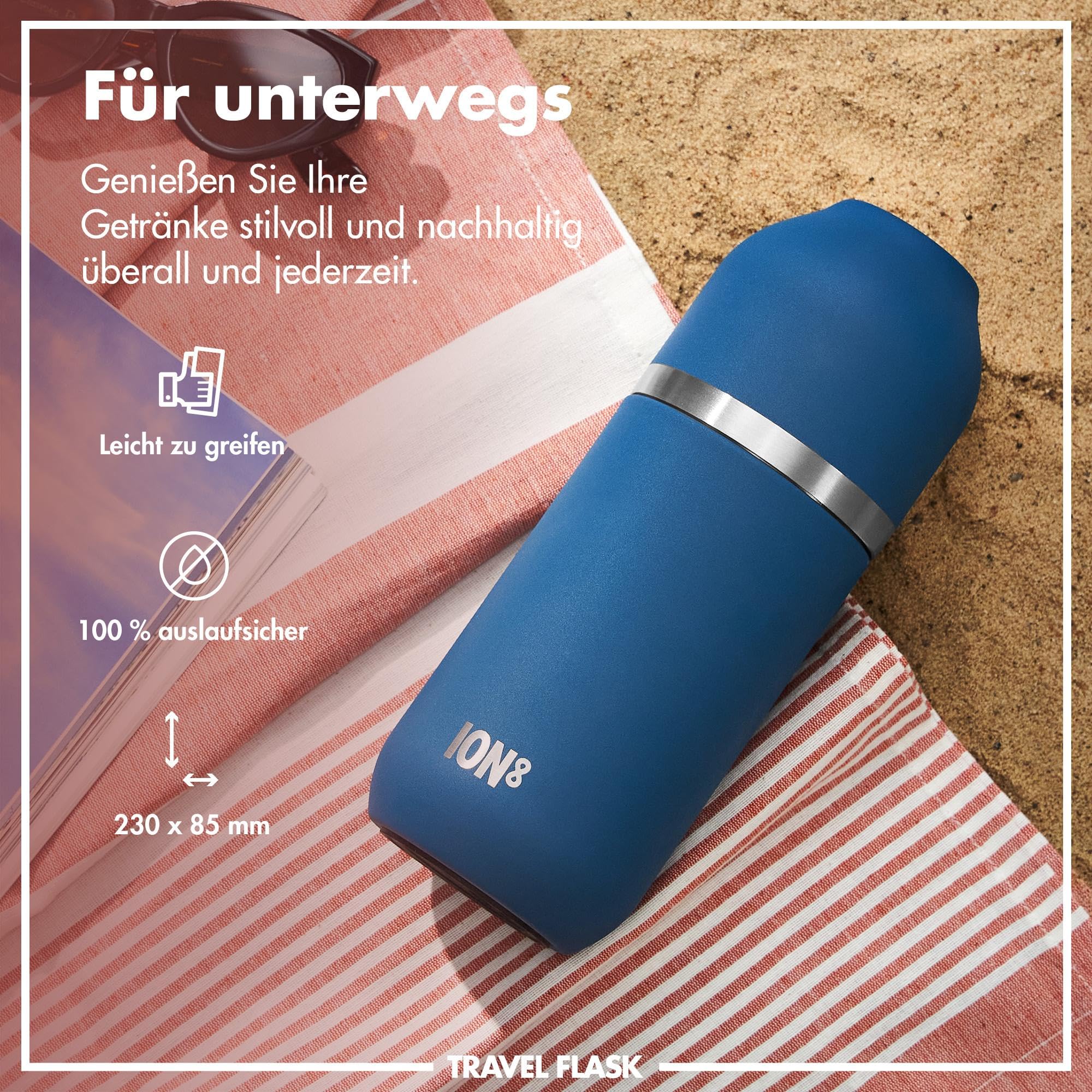 ION8 Vakuumisolierte ThermoShield-Flasche für Heiße oder Kalte Getränke,Großer Isolierter Becher,2-Tassen-Kapazität, Magnetverschluss und Weiches Bodenpolster Stilvoll und Umweltfreundlich,Tiefes Teal