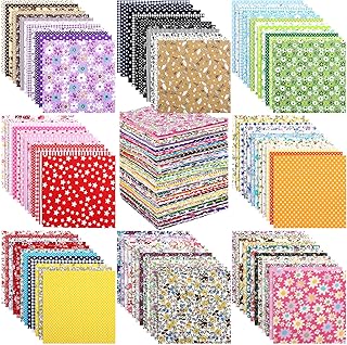 100 Pcs 10 x 10 Inch Quilting Cotton Fabric Bundle for DIY Sewing Fabric Precuts Quilt Squares Multi Color Printed Floral Square Patchwork Supplies for Quilting Patchwork, DIY Craft, Scrapbooking