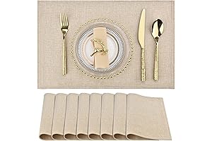 Set of 8 Machine Washable Beige Cloth Placemats