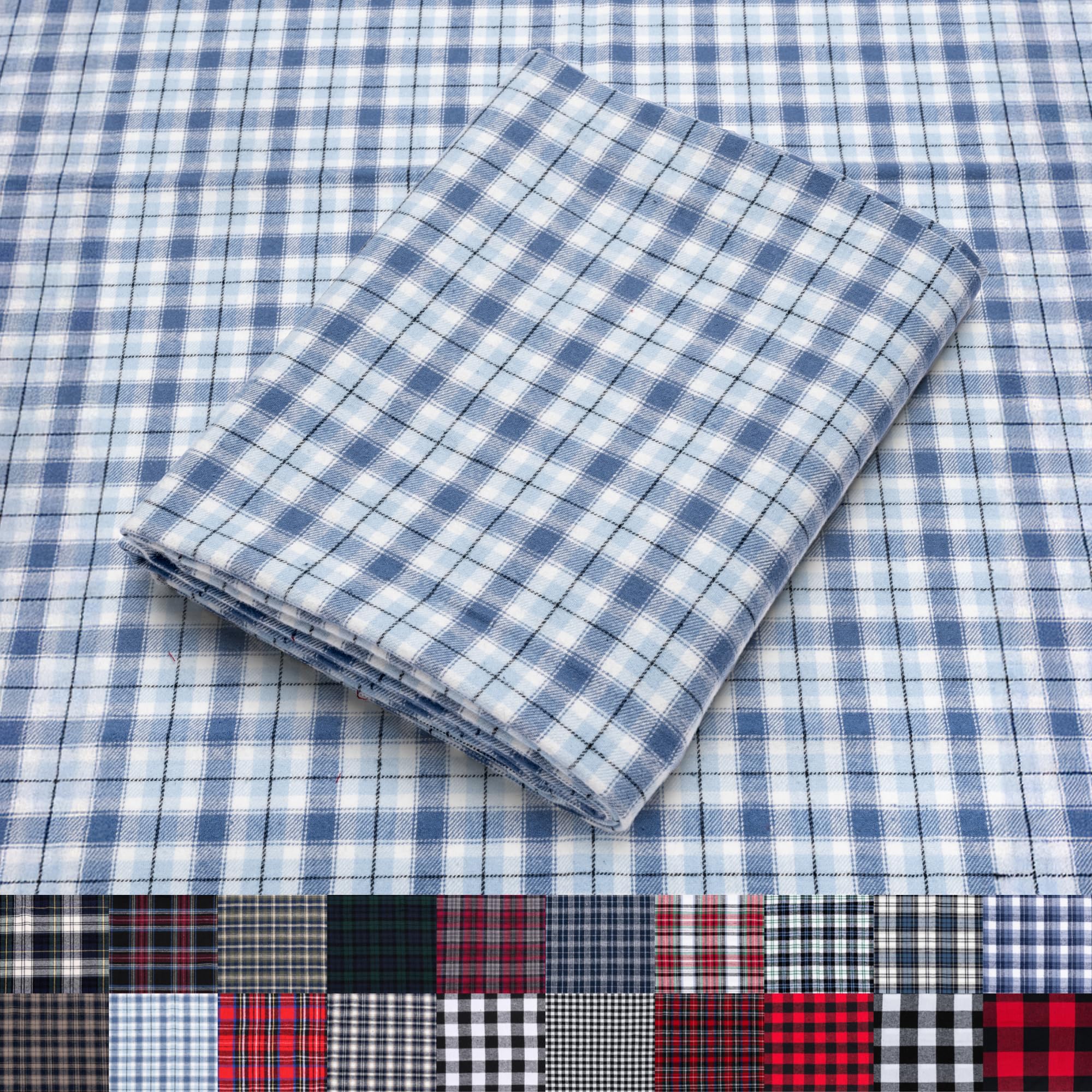 Pico Textiles 1 Yard Blue and Green Blackwatch Tartan Plaid Flannel Fabric - 60" Wide - 100% Cotton - Sold by The Yard - for Shirts, Scarves, Pajamas & Receiving Blankets — view 14