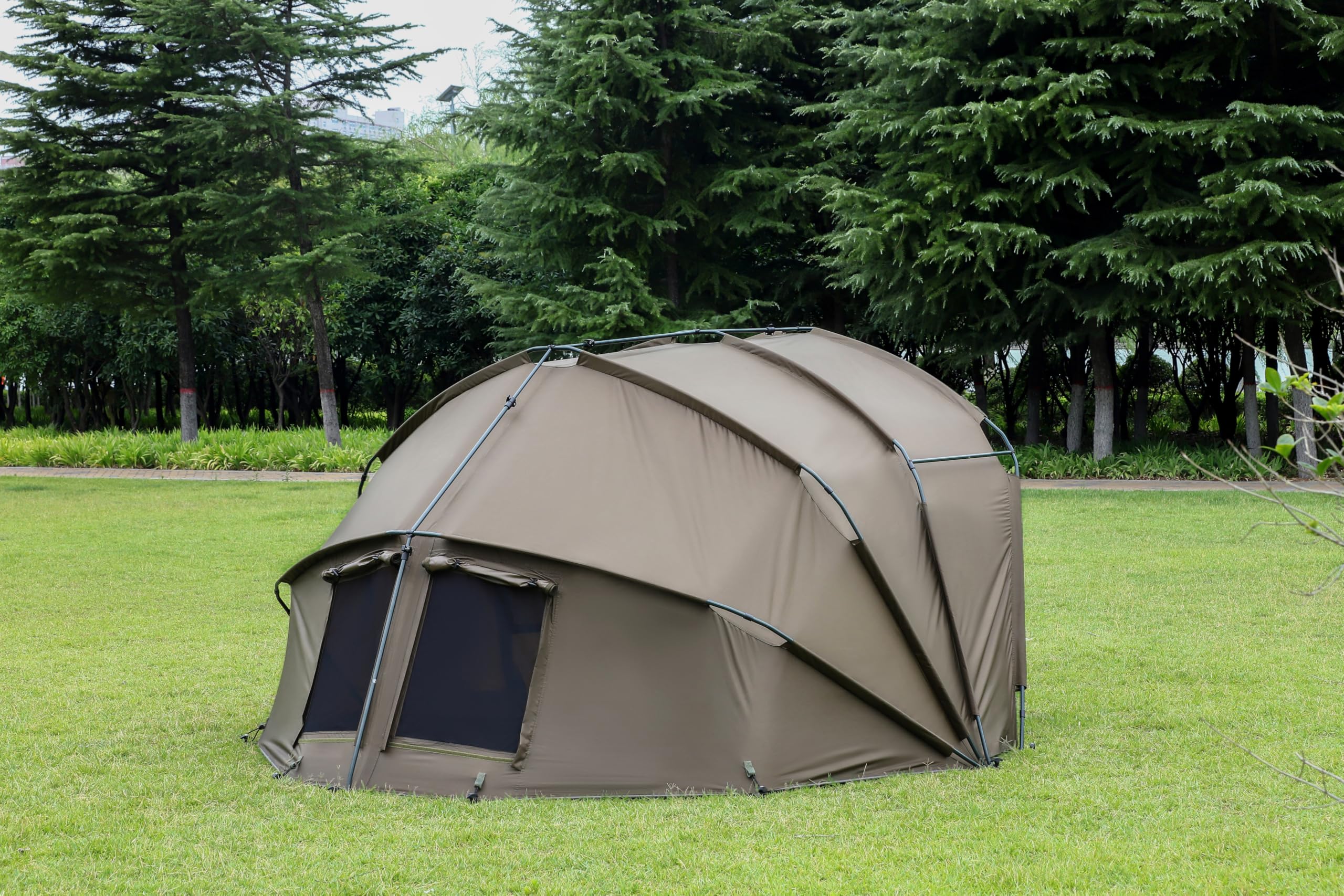 MK-Angelsport 1-2 Personen Karpfenzelt Angelzelt Bivvy Fort Knox 2.0 Anglerzelt - 160cm hohe Innenkabine - 3,02x2,92x1,65m groß 3