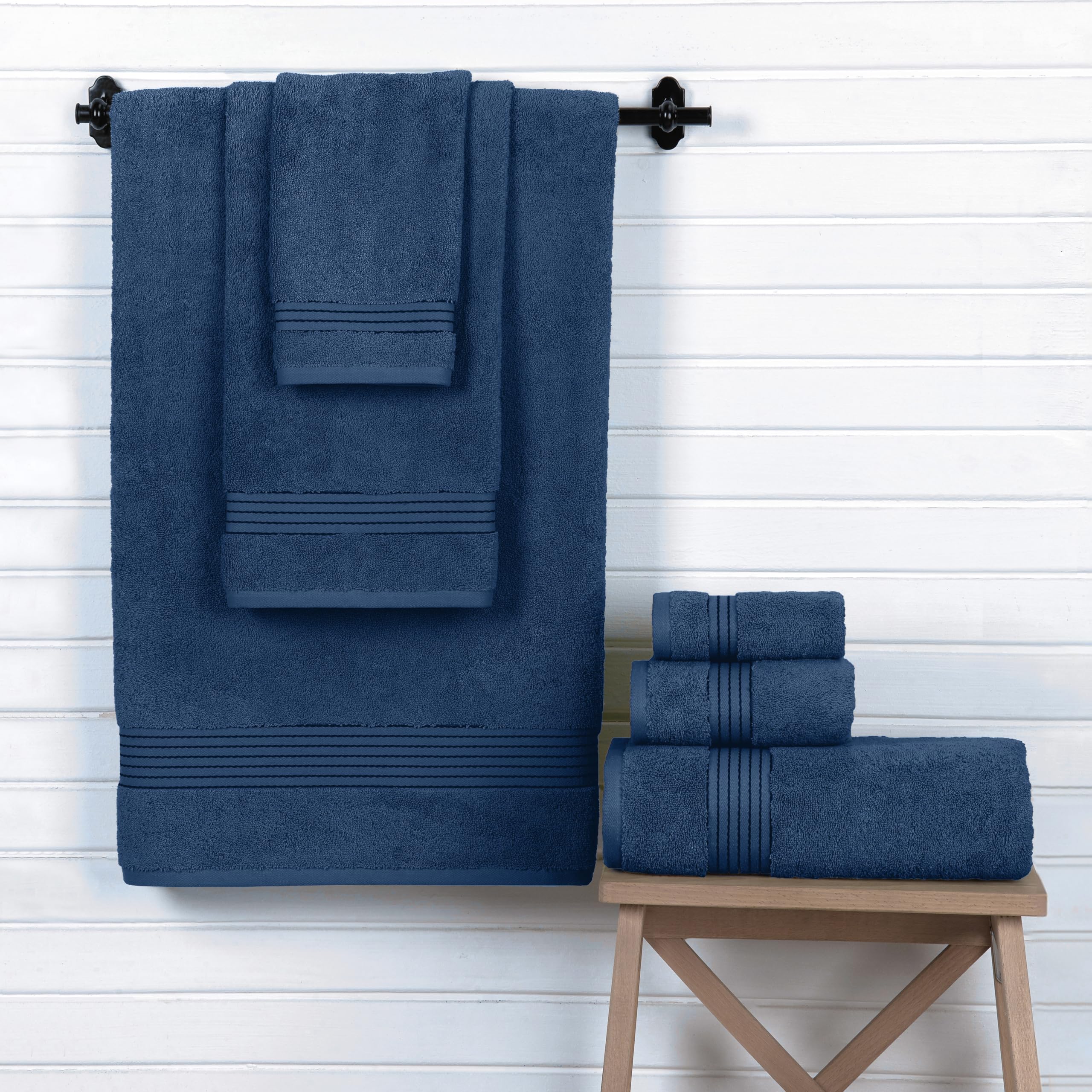 Elegant Comfort Set di 6 asciugamani in cotone di alta qualità, include 2 salviette, 2 asciugamani per le mani e 2 teli da bagno, 100% cotone turco, asciugamani altamente assorbenti e super morbidi,