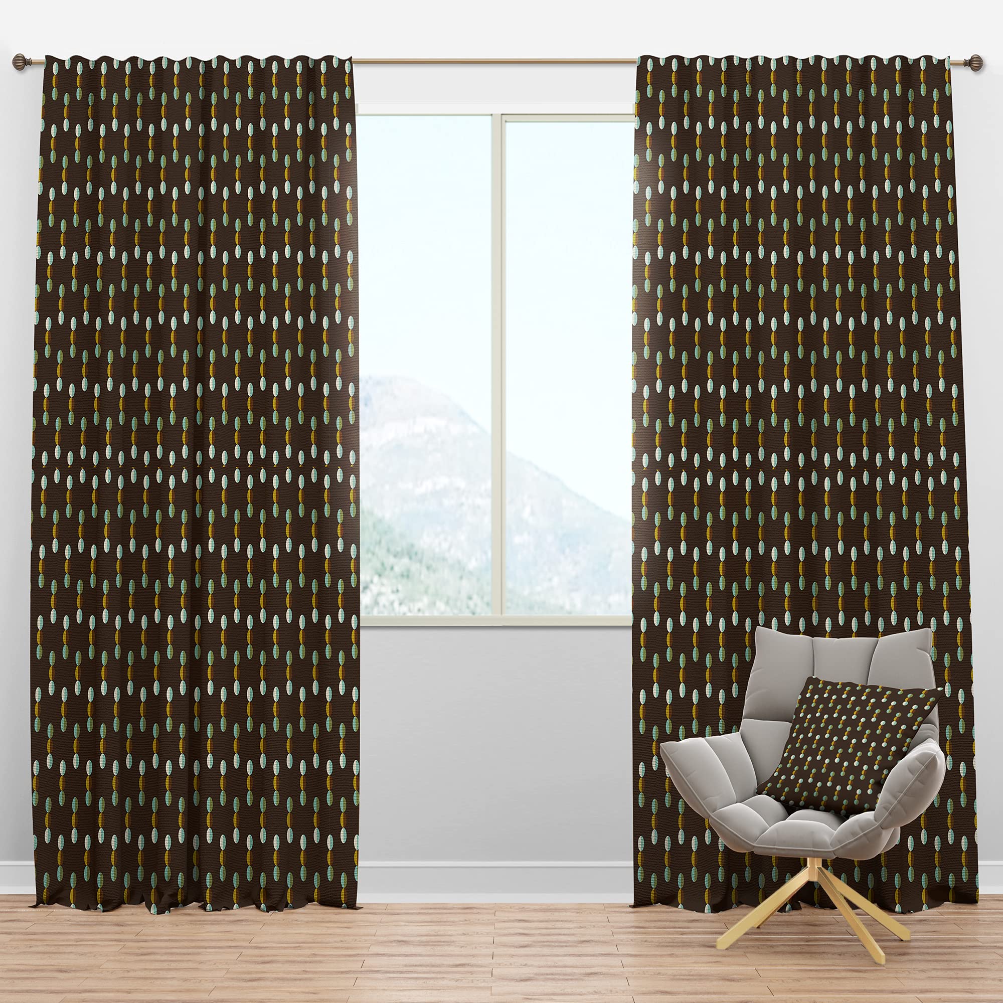 Rideau occultant de chambre bloquant la lumière avec motif pois géométriques DesignQ