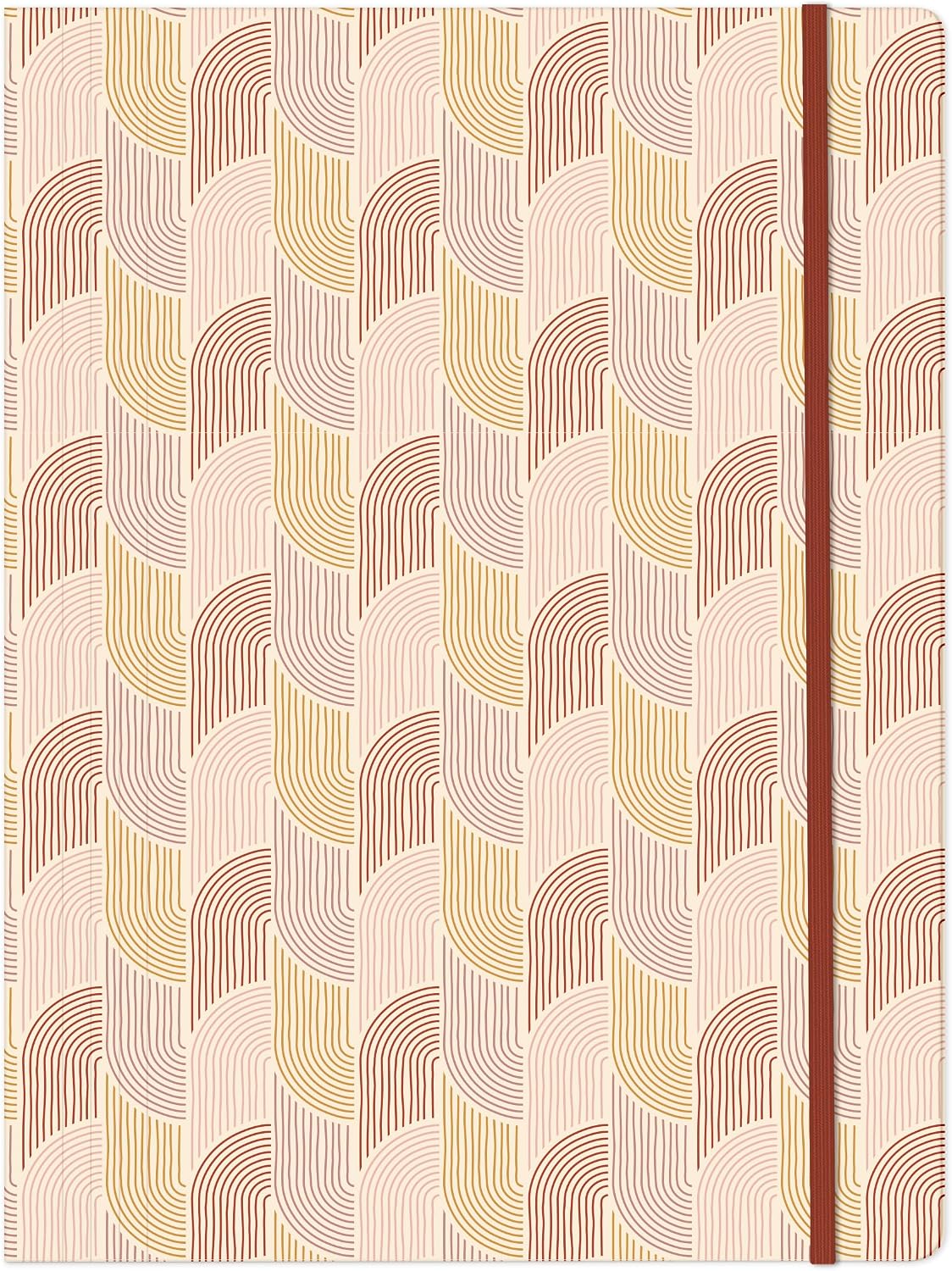 Clairefontaine 116073C - A 3 Flap A4 Cardboard Elastic Folder with Warm Colours and Geometric Shapes - Home Office - Organisational - Terracotta Collection