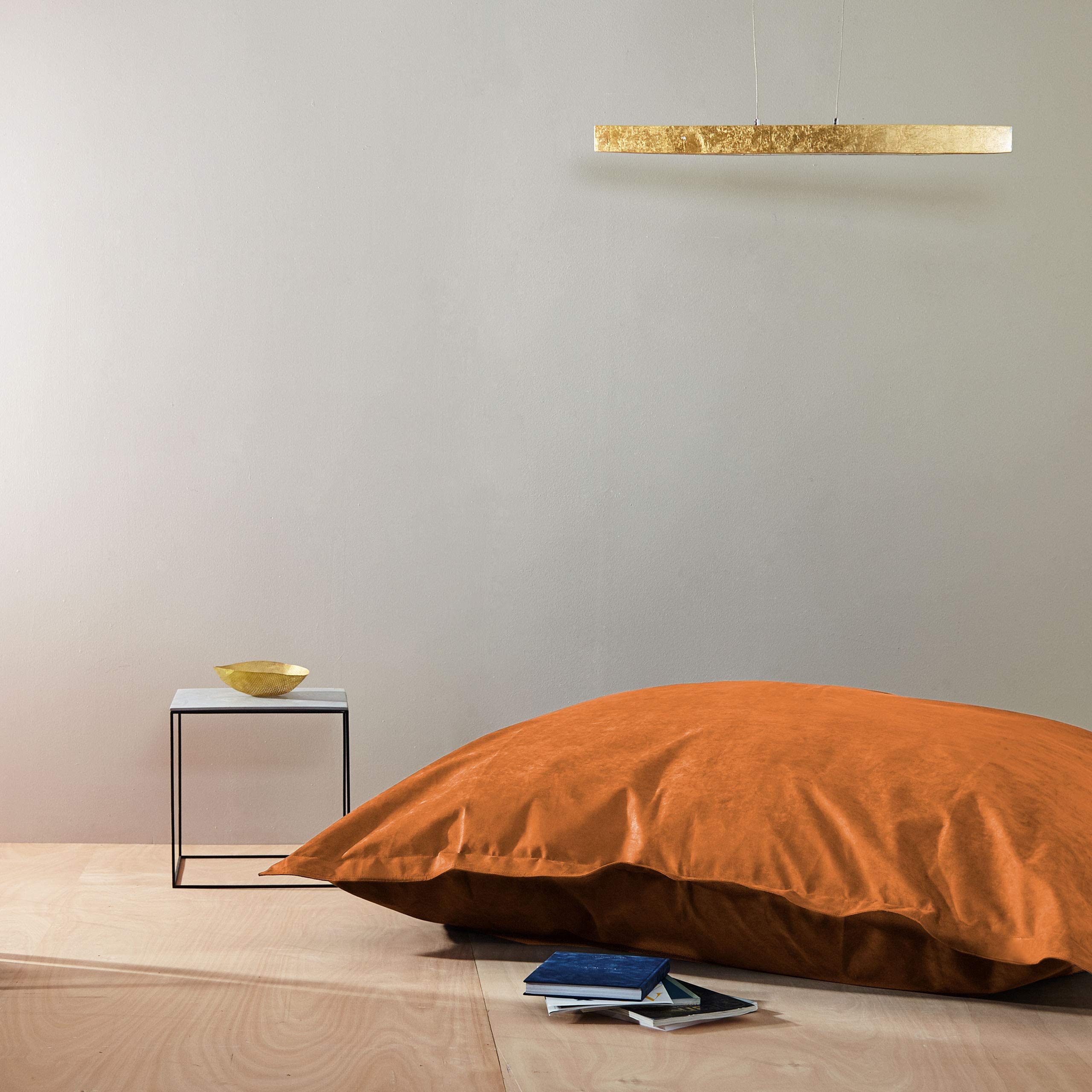 Lumaland Pouf géant de Luxe 140x180cm Housse Lavable Grand Coussin Enfants Adultes Sac Rechargeable 380L Billes EPS Orange