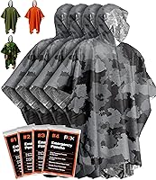 Vista 1 de PREPARED4X Emergency Mylar Poncho – Survival Rain Poncho with Hood – Lightweight, Compact, Reusable Emergency Blanket Poncho for Hiking, Camping