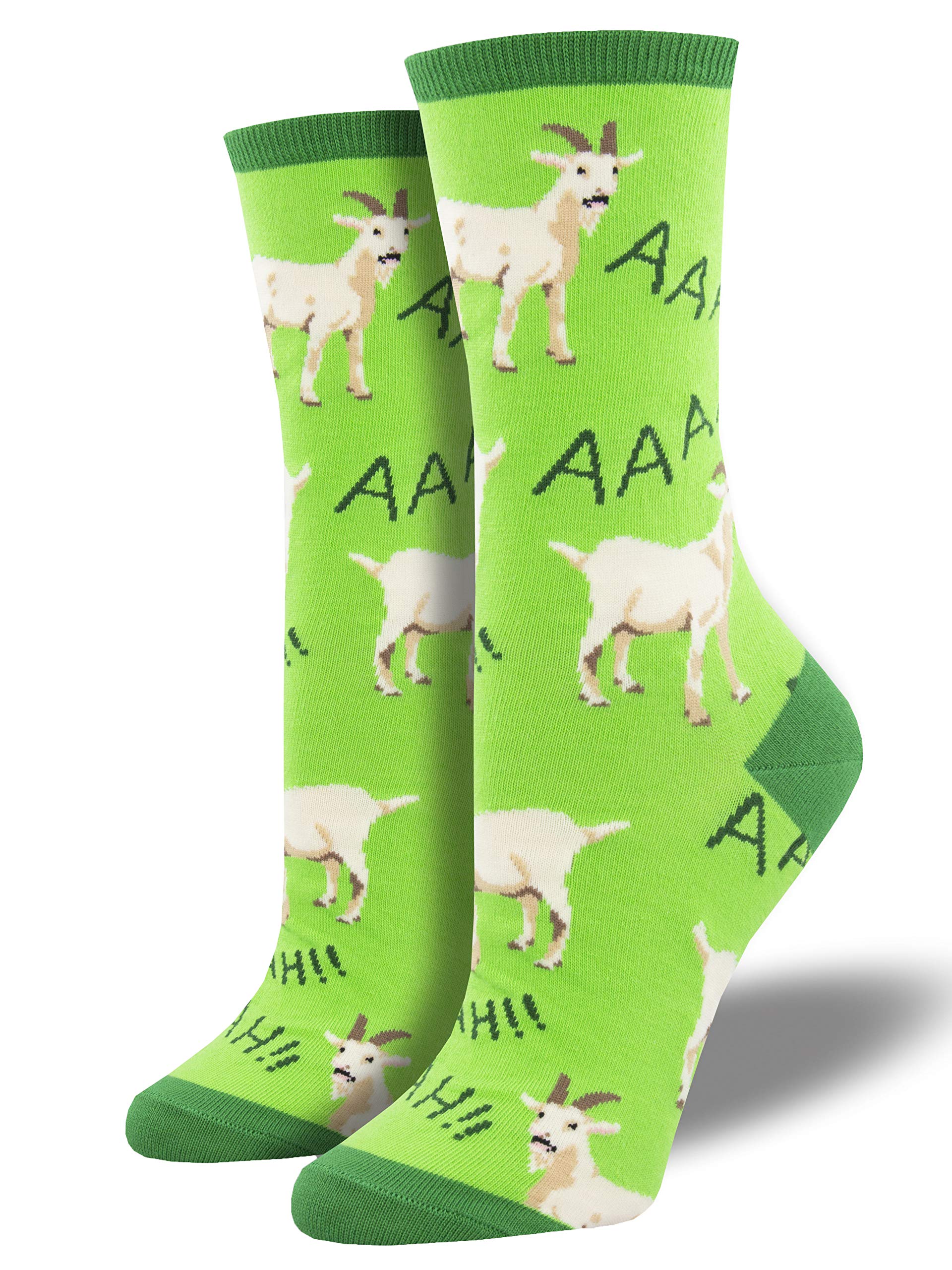 Socksmith Women's Crew Socks, Screaming Goats (Green)