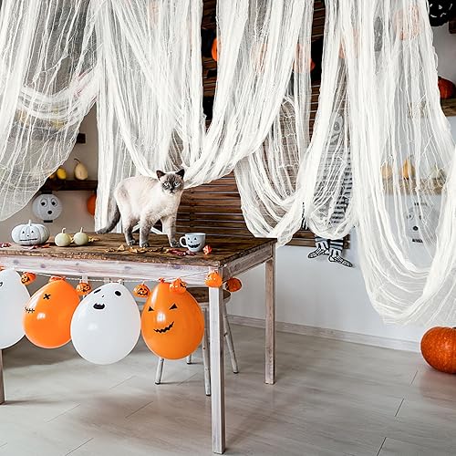 Miniatura 54 de Tela espeluznante de Halloween de 197 x 85 pulgadas, tela espeluznante de Halloween, tela espeluznante de gasa aterradora para casa encantada