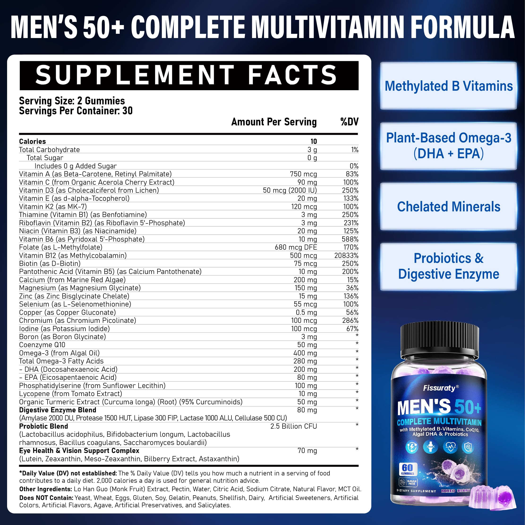 Multivitamin Gummies for Men 50+ - Sugar Free Methylated Multivitamin Gummy — Amazon image 2