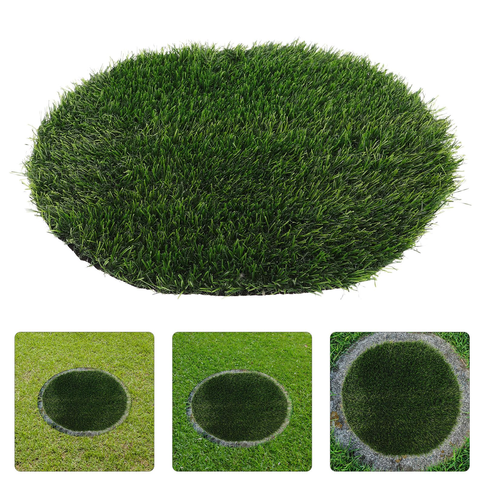 Outanaya Runder Kunstrasen Deckel für Schachtabdeckungen 40cm aus Langlebigem Kunststoff Realistische Grüne Grasmatte für Terrasse und Außenbereich Pflegeleicht und Zufällige Farbe