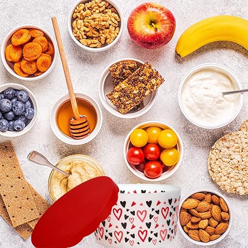 Miniatura 7 de KRE - Bañeras de plástico impresas para San Valentín con tapas 8 x 45 pulgadas diseño de San Valentín contenedores de almacenamiento para comida